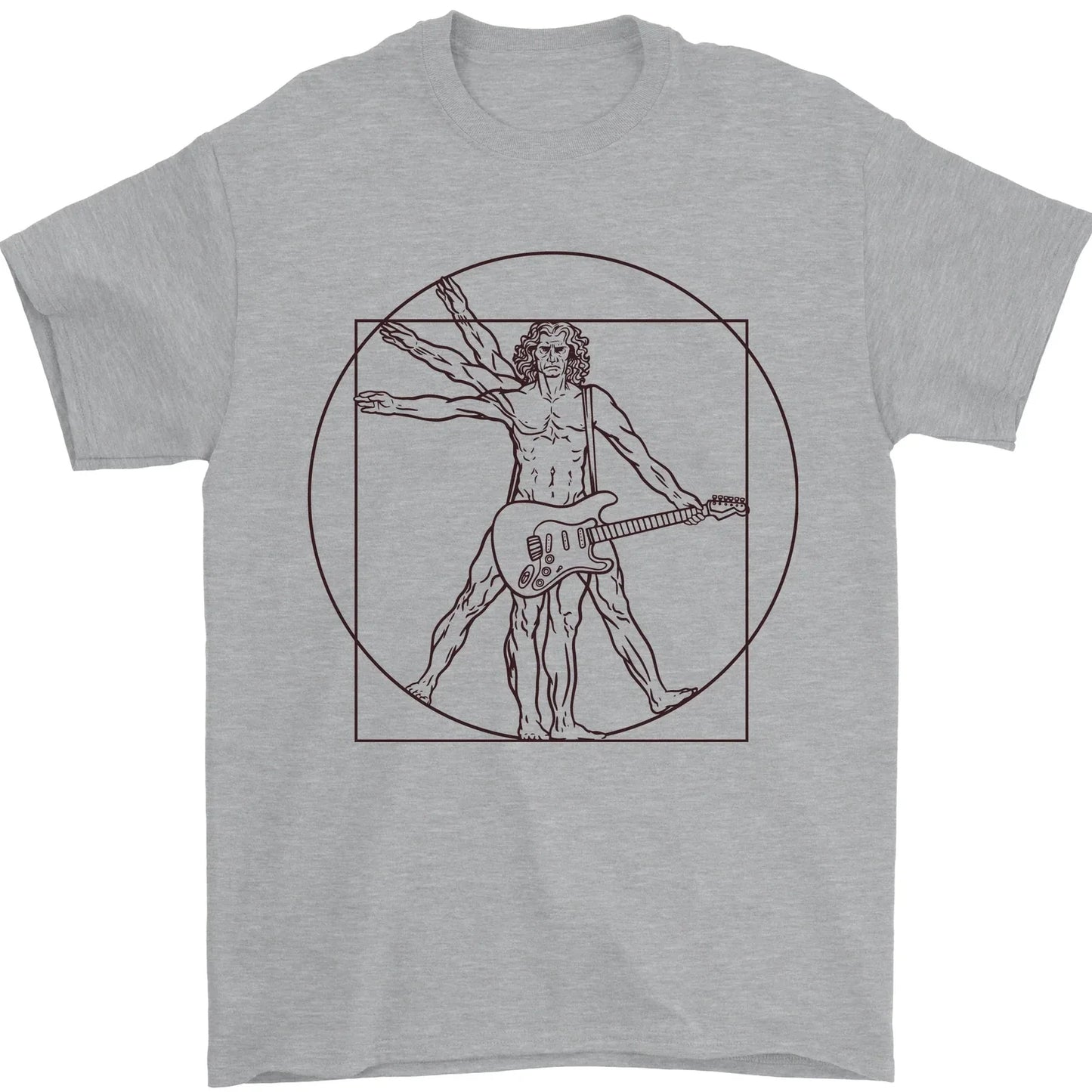 Guitar Vitruvian Man Guitarist Mens T-Shirt 100% Cotton Unisex T-shirt, Sweatshirt, Hoodie, Long Sleeve Tee - T-Shirt, Sweatshirt, Hoodie