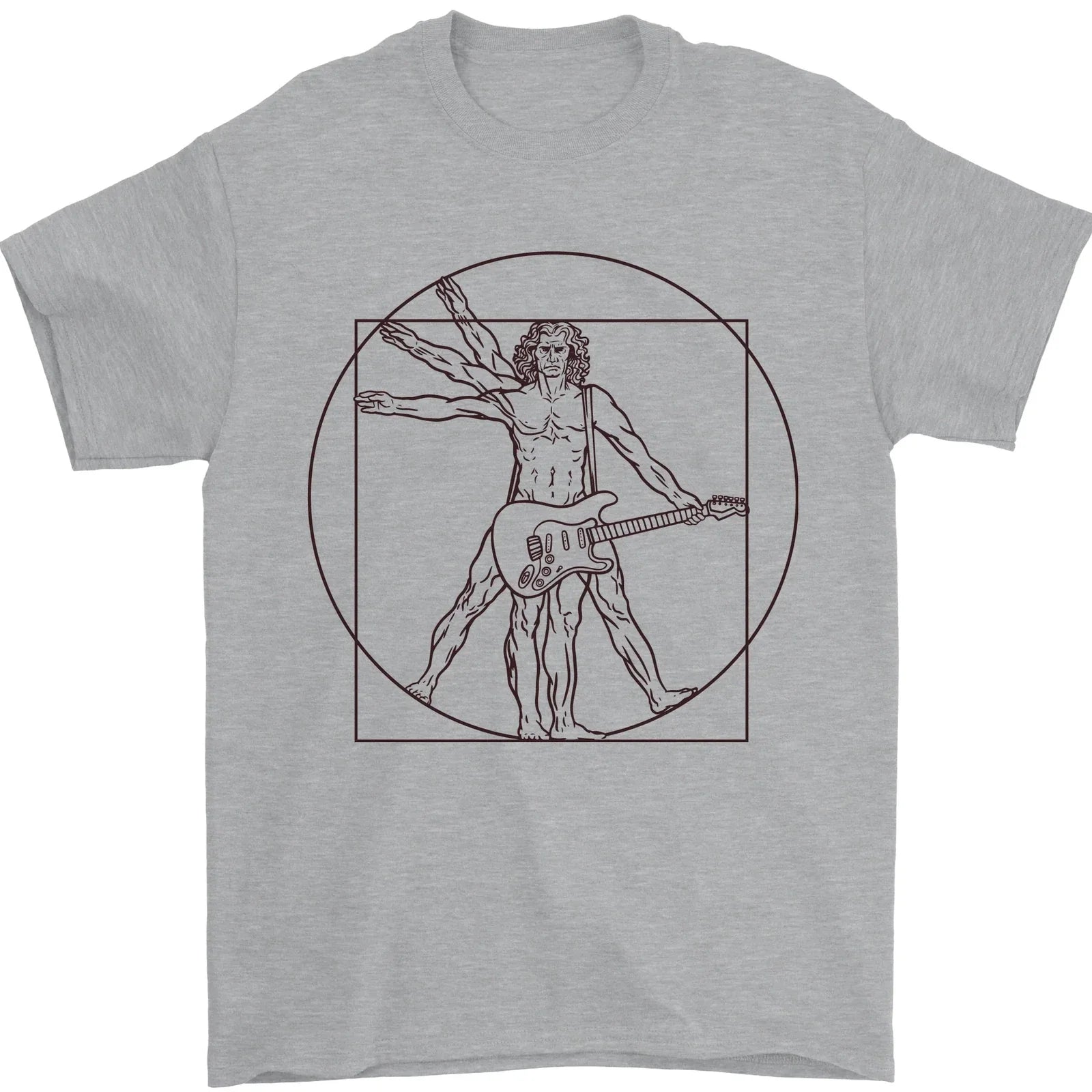 Guitar Vitruvian Man Guitarist Mens T-Shirt 100% Cotton Unisex T-shirt, Sweatshirt, Hoodie, Long Sleeve Tee - T-Shirt, Sweatshirt, Hoodie