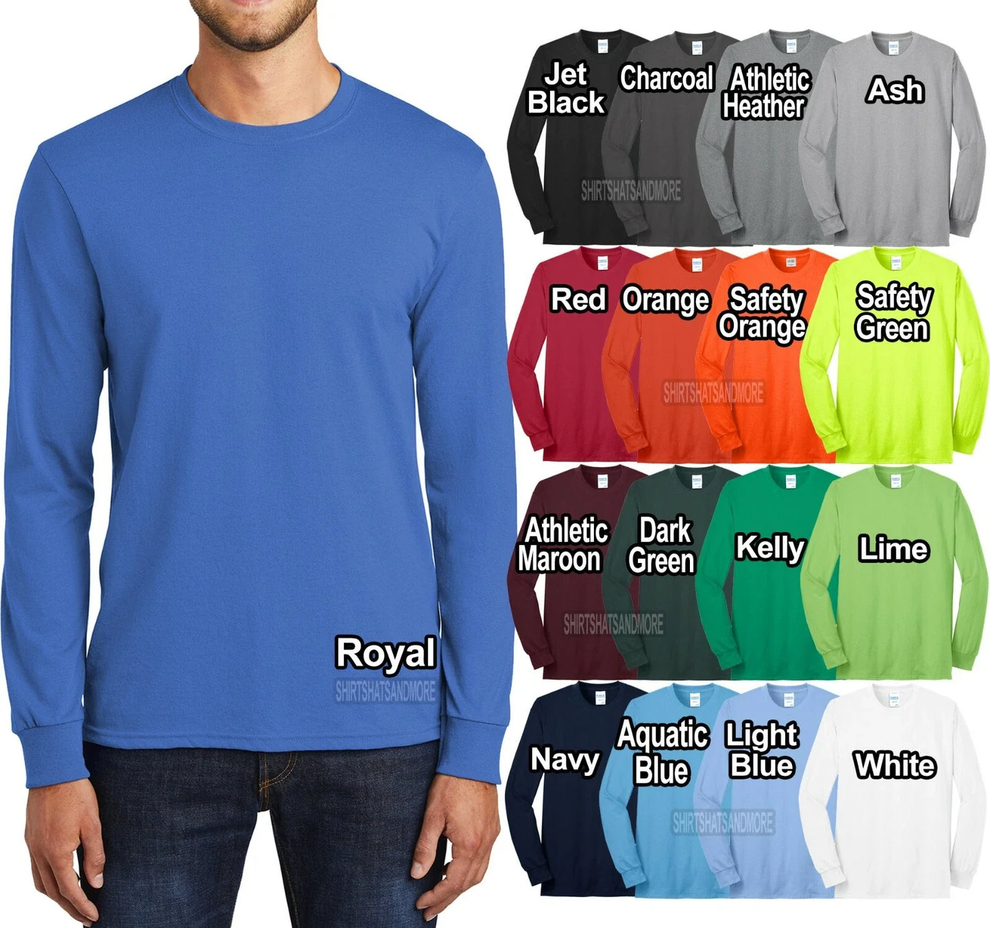 Mens Tall Long Sleeve T-Shirt Cotton Poly Blend Tee LT, XLT, 2XLT, 3XLT, 4XLT Unisex T-shirt, Sweatshirt, Hoodie, Long Sleeve Tee - T-Shirt, Sweatshirt, Hoodie