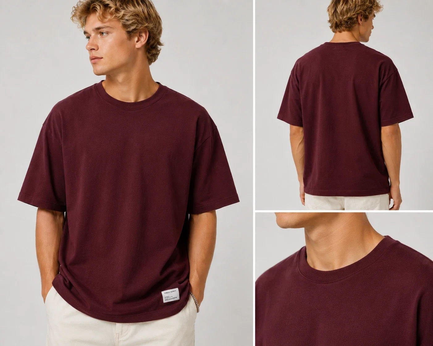Public Supply Oversize Fit T-Shirt Men's Medium Burgundy NWT Crew Neck Unisex T-shirt, Sweatshirt, Hoodie, Long Sleeve Tee - T-Shirt, Sweatshirt, Hoodie