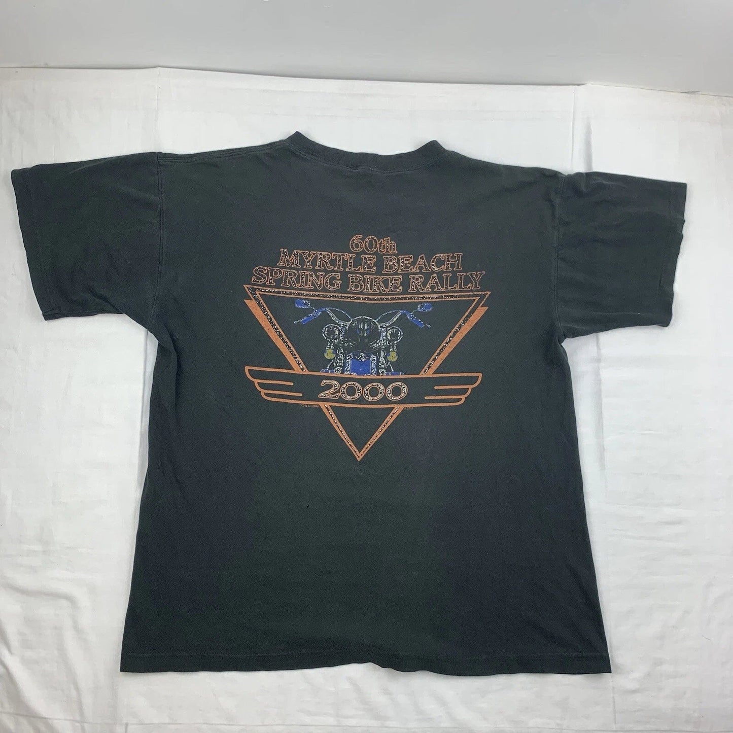 Vintage Myrtle Beach Spring Bike Rally T Shirt Adult Large Black 2000 Thrashed Unisex T-shirt, Sweatshirt, Hoodie, Long Sleeve Tee - T-Shirt, Sweatshirt, Hoodie