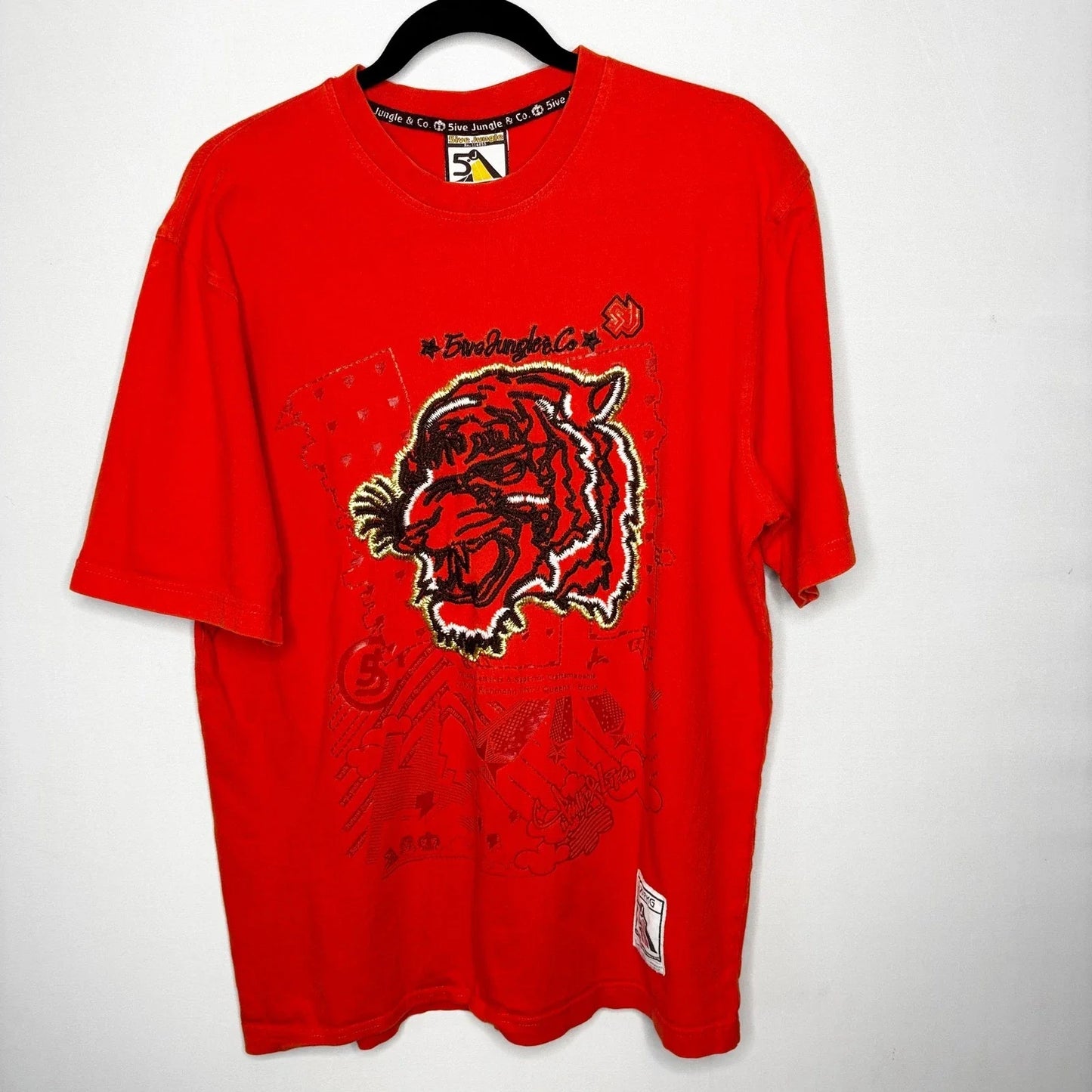 5ive Jungle NYC 5 Boroughs Graphic T-Shirt Size L Embroidered Tiger Streetwear Unisex T-shirt, Sweatshirt, Hoodie, Long Sleeve Tee - T-Shirt, Sweatshirt, Hoodie