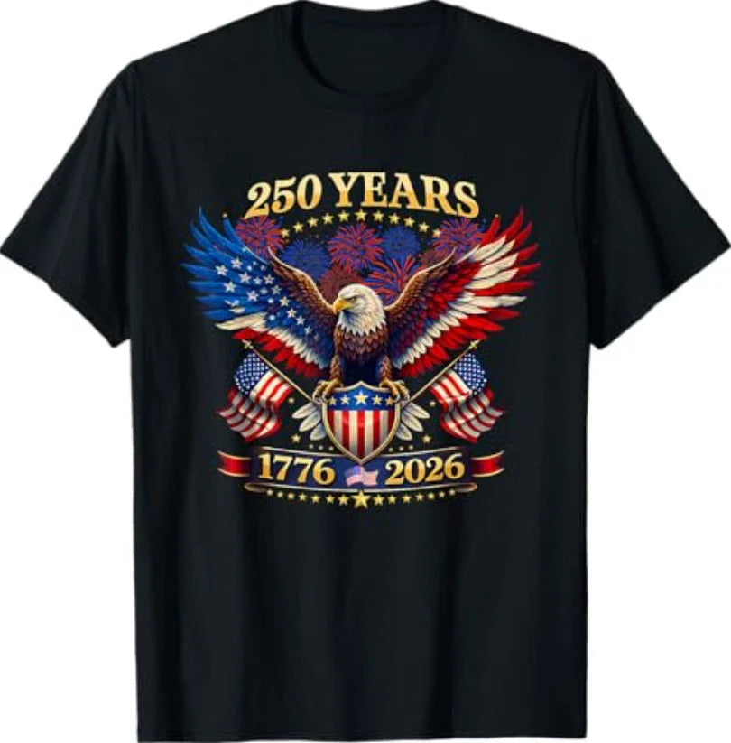 250th Anniversary USA Shirt 1776-2026 America Independence Day Tees T-Shirts Unisex T-shirt, Sweatshirt, Hoodie, Long Sleeve Tee - T-Shirt, Sweatshirt, Hoodie