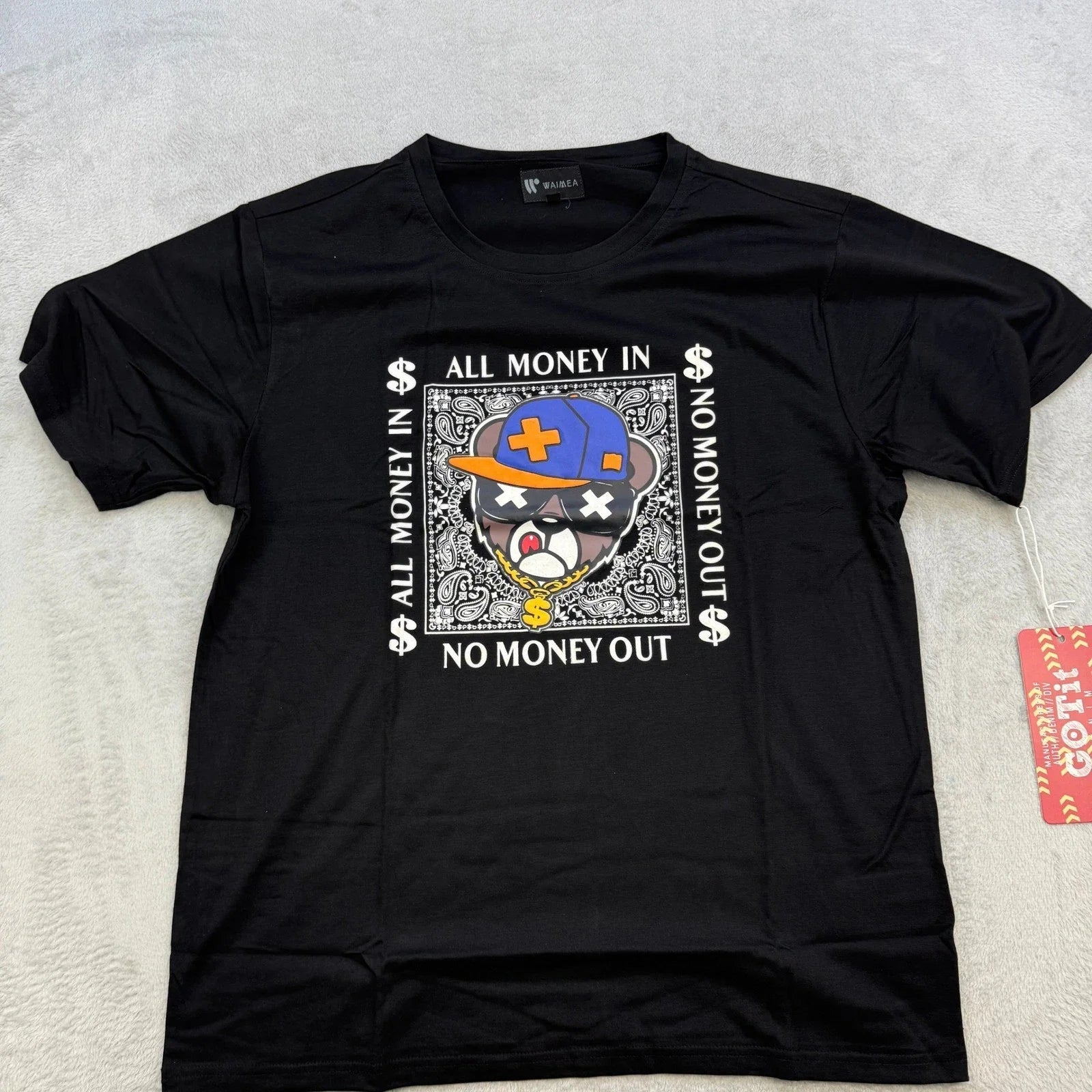 Waimea Graphic Tee Mens Large Black All Money In Bear Bandana Streetwear Shirt Unisex T-shirt, Sweatshirt, Hoodie, Long Sleeve Tee - T-Shirt, Sweatshirt, Hoodie