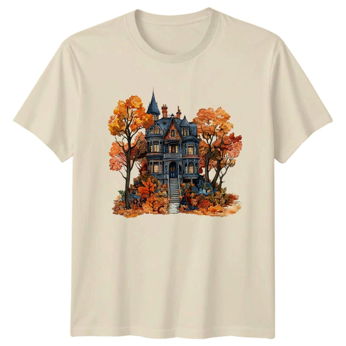 Vintage Victorian Autumn House T-Shirt Gothic Architecture Gift For Him And Her Unisex T-shirt, Sweatshirt, Hoodie, Long Sleeve Tee - T-Shirt, Sweatshirt, Hoodie