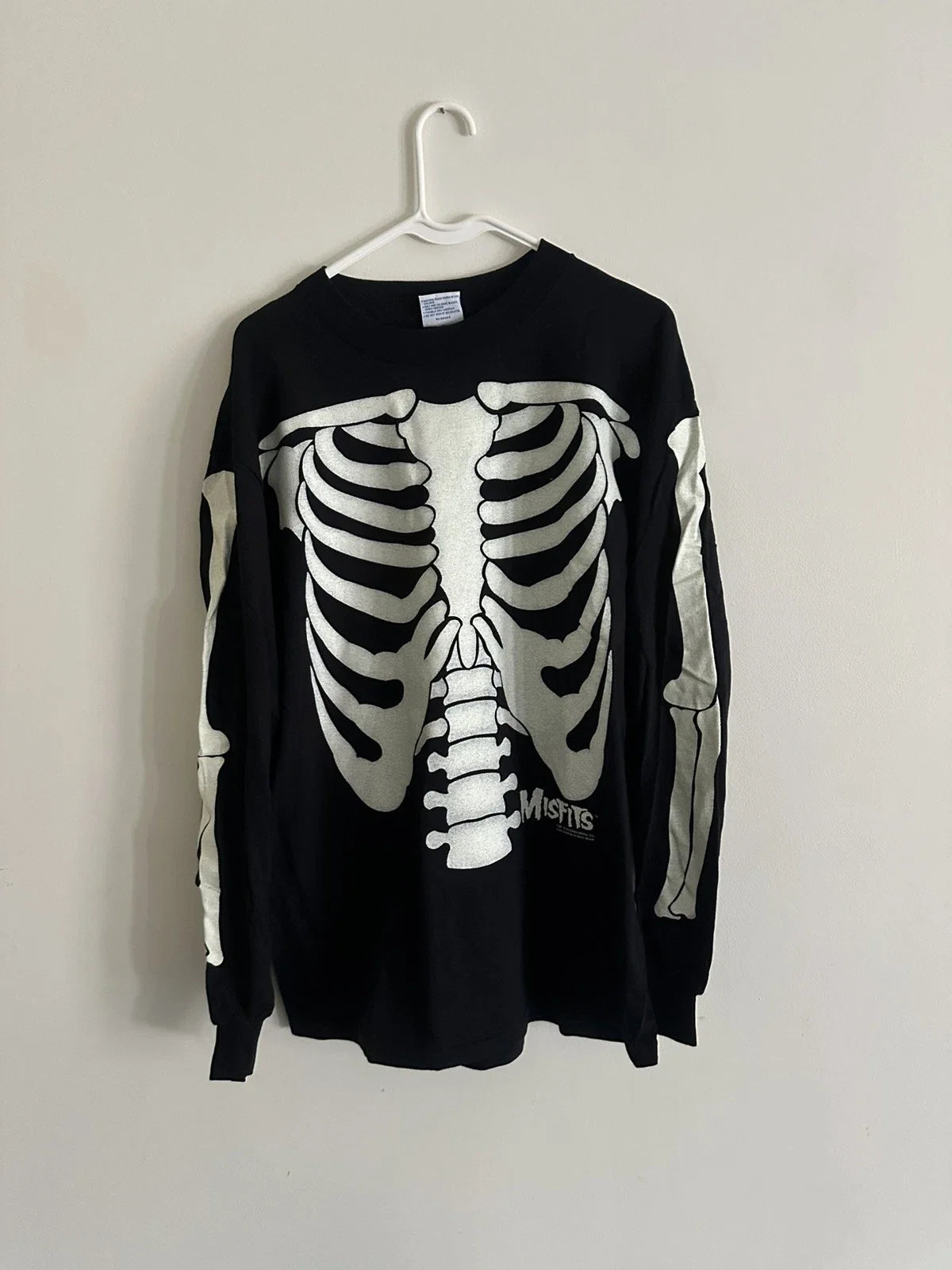 Vintage Misfits Long Sleeve Shirt Skeleton Glow In The Dark Size Large Rare Unisex T-shirt, Sweatshirt, Hoodie, Long Sleeve Tee - T-Shirt, Sweatshirt, Hoodie