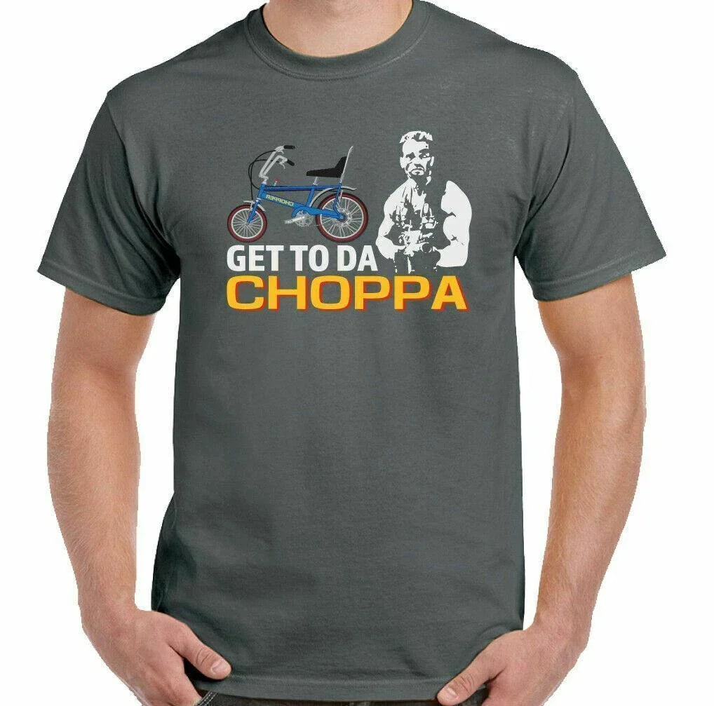 GET TO DA CHOPPA T-Shirt Raleigh Bicycle Bike Cycle Mens Funny Chopper Arnie Top Unisex T-shirt, Sweatshirt, Hoodie, Long Sleeve Tee - T-Shirt, Sweatshirt, Hoodie