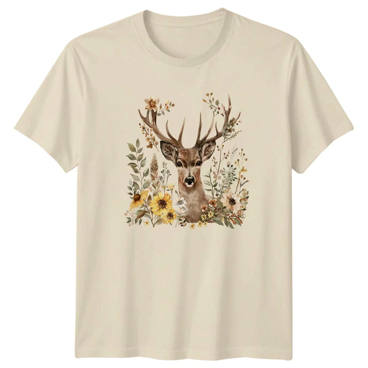 Deer Floral T-Shirt Boho Nature Gift For Him And Her Unisex T-shirt, Sweatshirt, Hoodie, Long Sleeve Tee - T-Shirt, Sweatshirt, Hoodie