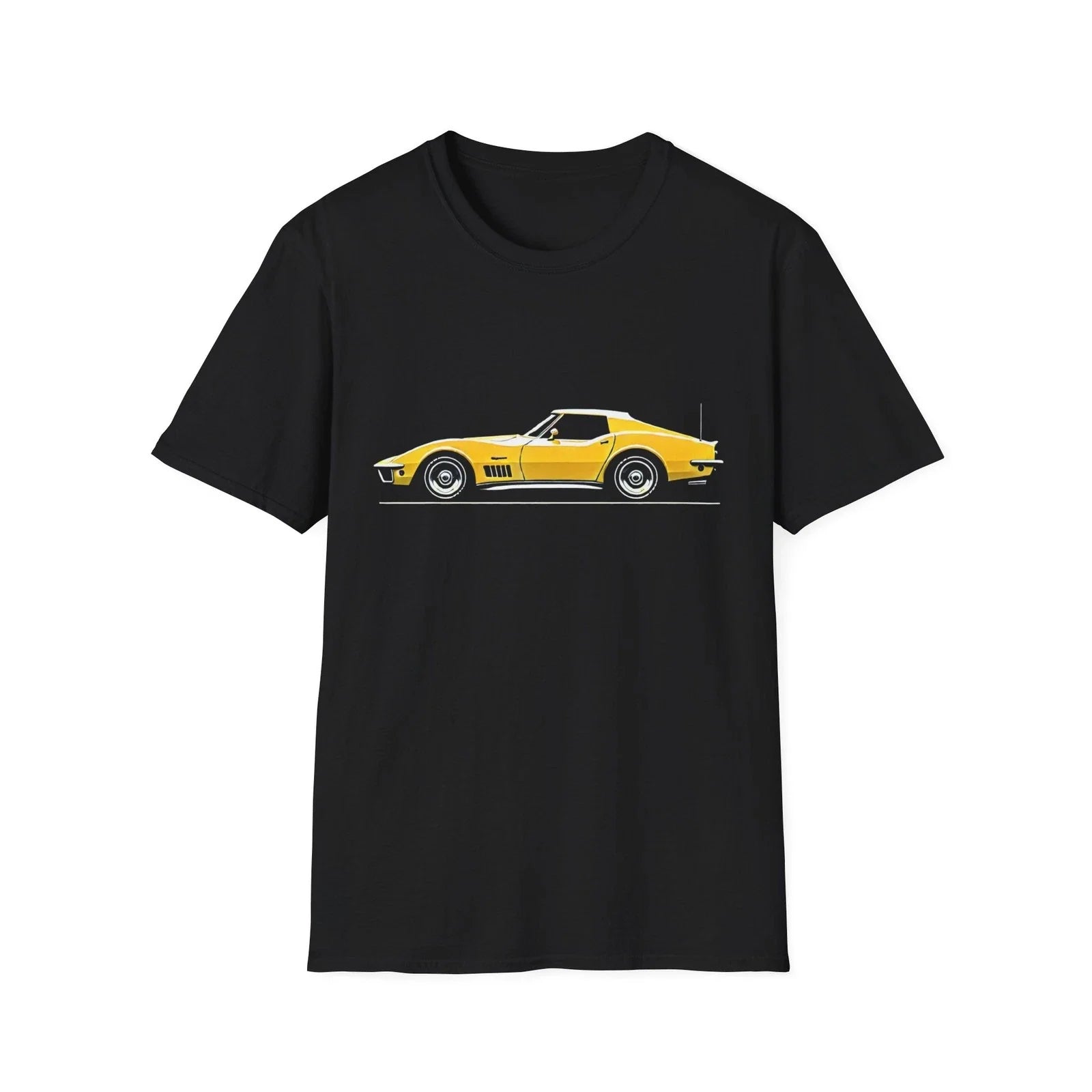 1969 Corvette C3 Stingray T-Shirt  Yellow Side View Classic Car Graphic Unisex T-shirt, Sweatshirt, Hoodie, Long Sleeve Tee - T-Shirt, Sweatshirt, Hoodie