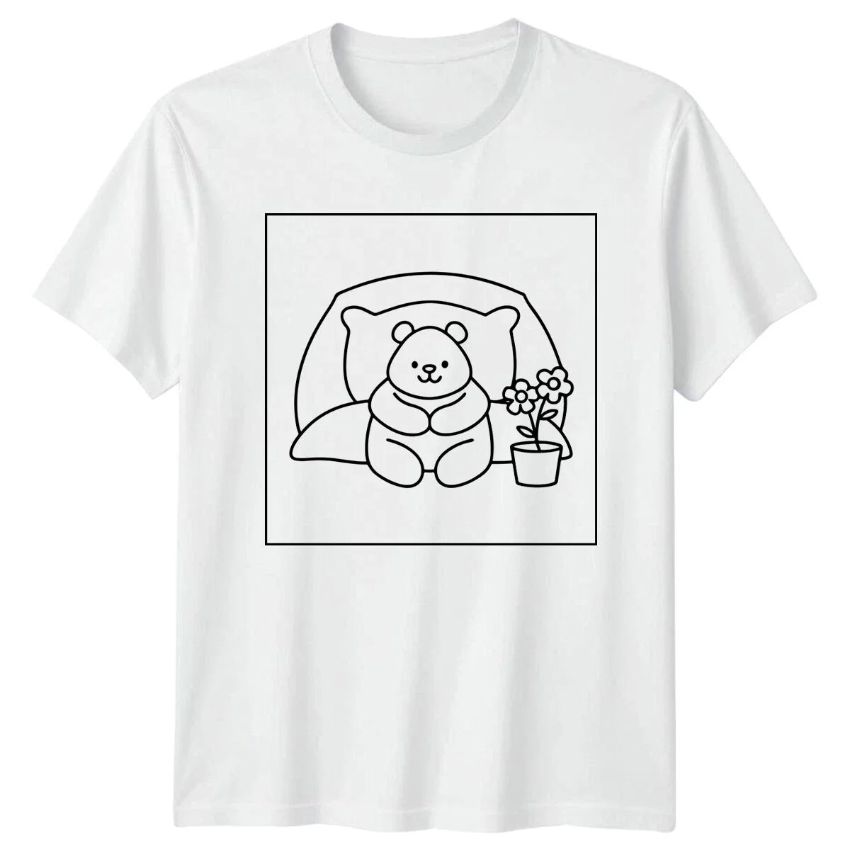 Kawaii Bear and Flowers Design Mens T-Shirt Womens Tee Graphic Unisex Unisex T-shirt, Sweatshirt, Hoodie, Long Sleeve Tee - T-Shirt, Sweatshirt, Hoodie