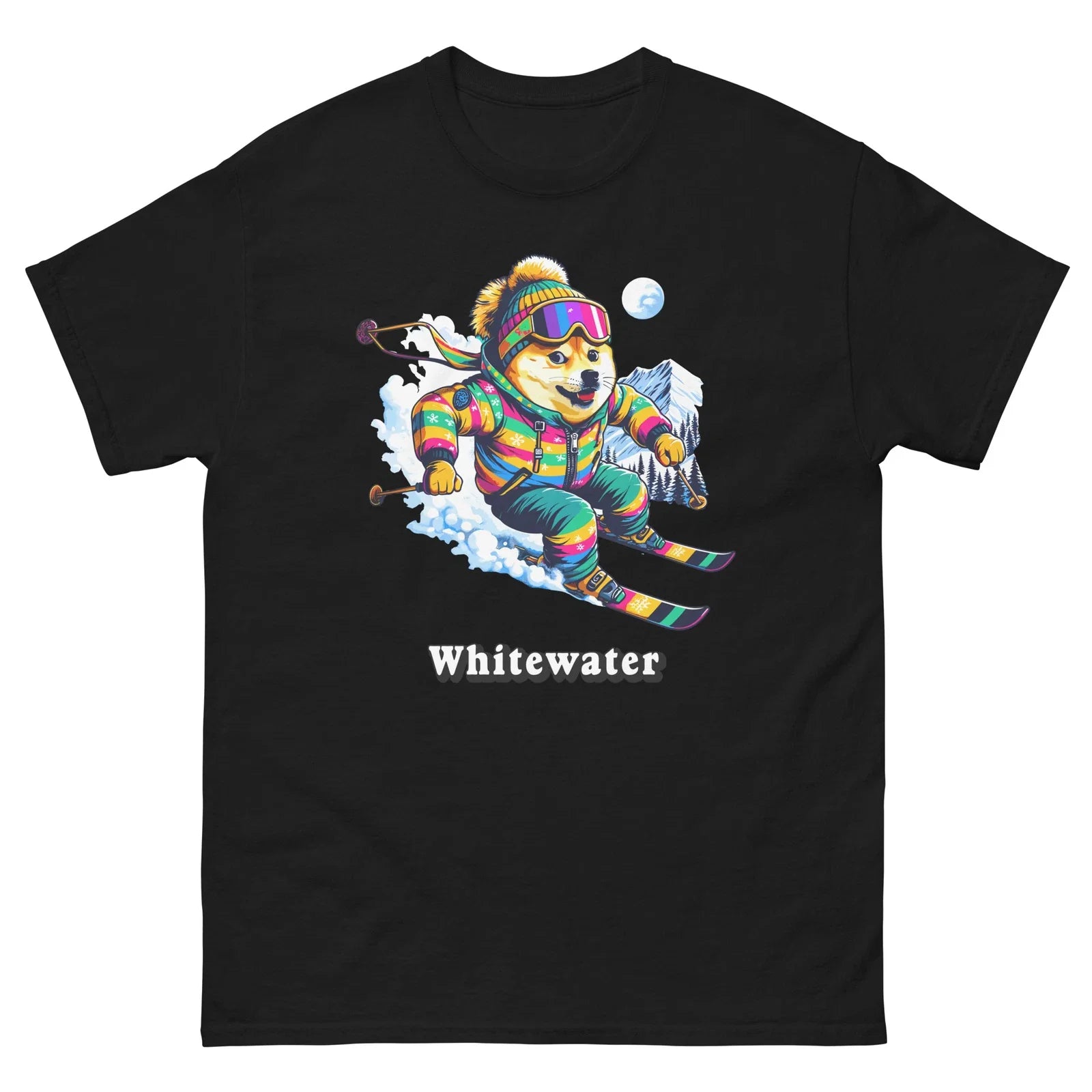 Whitewater Doge Skiing Funny Ski Skier Dog Meme Cute Shirt T-Shirt Unisex T-shirt, Sweatshirt, Hoodie, Long Sleeve Tee - T-Shirt, Sweatshirt, Hoodie