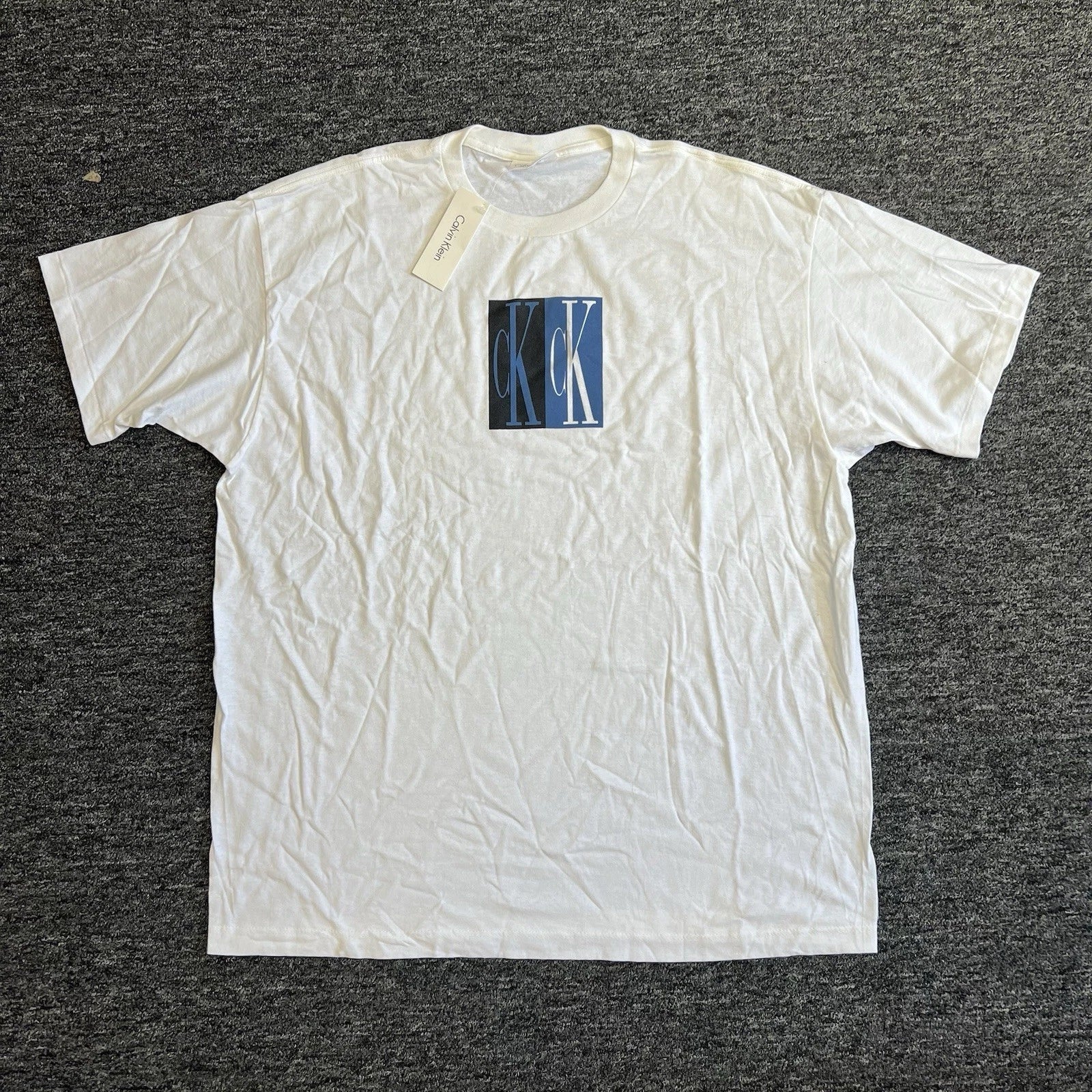 Vintage 1990s Calvin Klein LOGO Tee Mens XL White Short Sleeve Shirt Cotton USA Unisex T-shirt, Sweatshirt, Hoodie, Long Sleeve Tee - T-Shirt, Sweatshirt, Hoodie