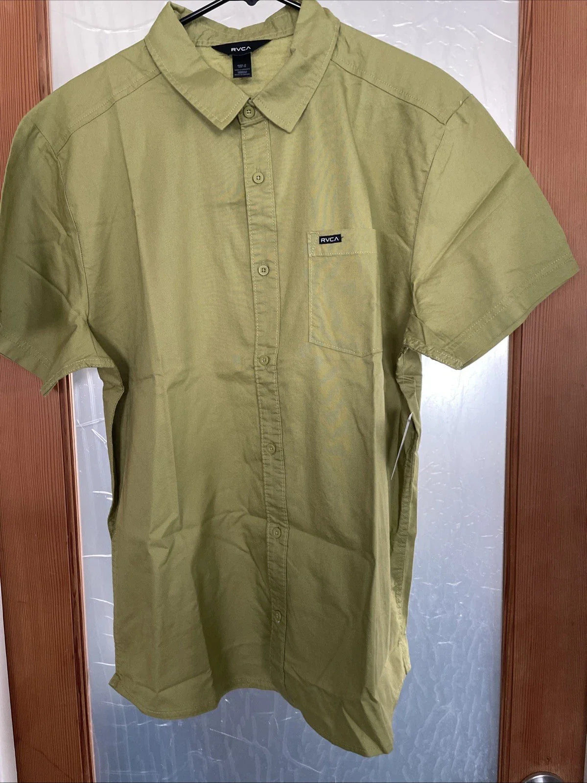 New RVCA Sport Designer Street Style Button Font Short Sleeve Shirt Size XL Unisex T-shirt, Sweatshirt, Hoodie, Long Sleeve Tee - T-Shirt, Sweatshirt, Hoodie