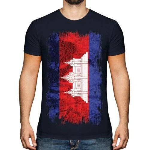 Kambodscha Grunge Flagge Herren T-Shirt Kambodscha Fuball Kambodschaner Hemd Unisex T-shirt, Sweatshirt, Hoodie, Long Sleeve Tee - T-Shirt, Sweatshirt, Hoodie