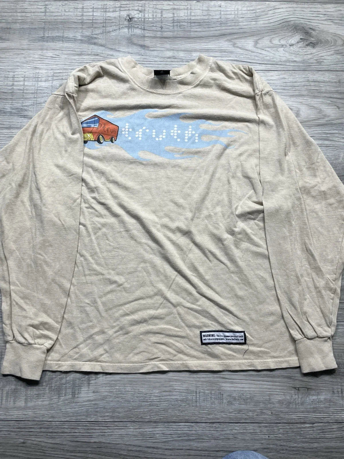 Truth Y2k Anti Smoking Tee Shirt Cream Tan Obscure Long Sleeve Rare Graphic L Unisex T-shirt, Sweatshirt, Hoodie, Long Sleeve Tee - T-Shirt, Sweatshirt, Hoodie