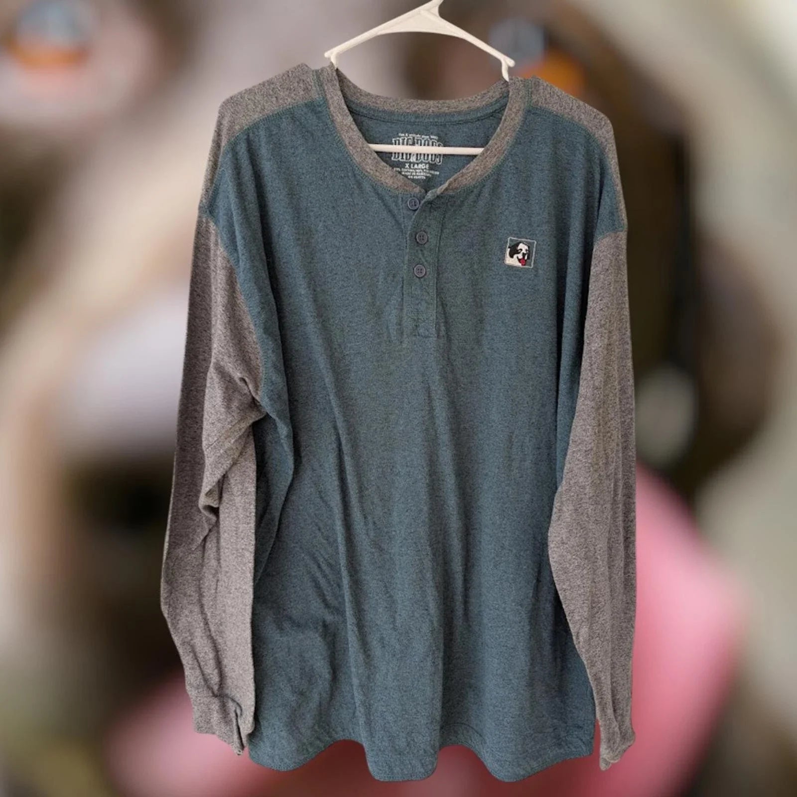 Big Dogs Men's XL Henley Long Sleeve Shirt Heather Dark Blue Gray y2k oversized Unisex T-shirt, Sweatshirt, Hoodie, Long Sleeve Tee - T-Shirt, Sweatshirt, Hoodie