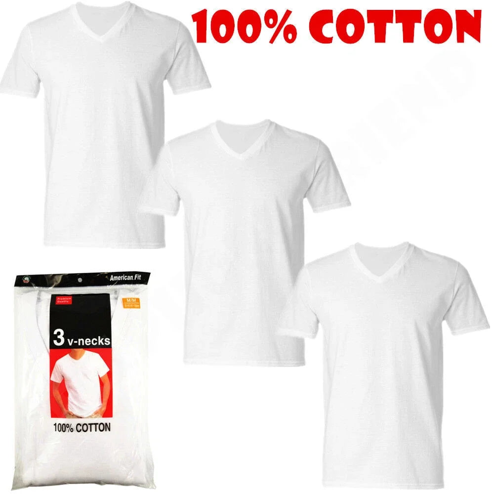 3-Pack Men's Black/White 100% Cotton V-Neck T-Shirts Tag less ~Undershirt Unisex T-shirt, Sweatshirt, Hoodie, Long Sleeve Tee - T-Shirt, Sweatshirt, Hoodie