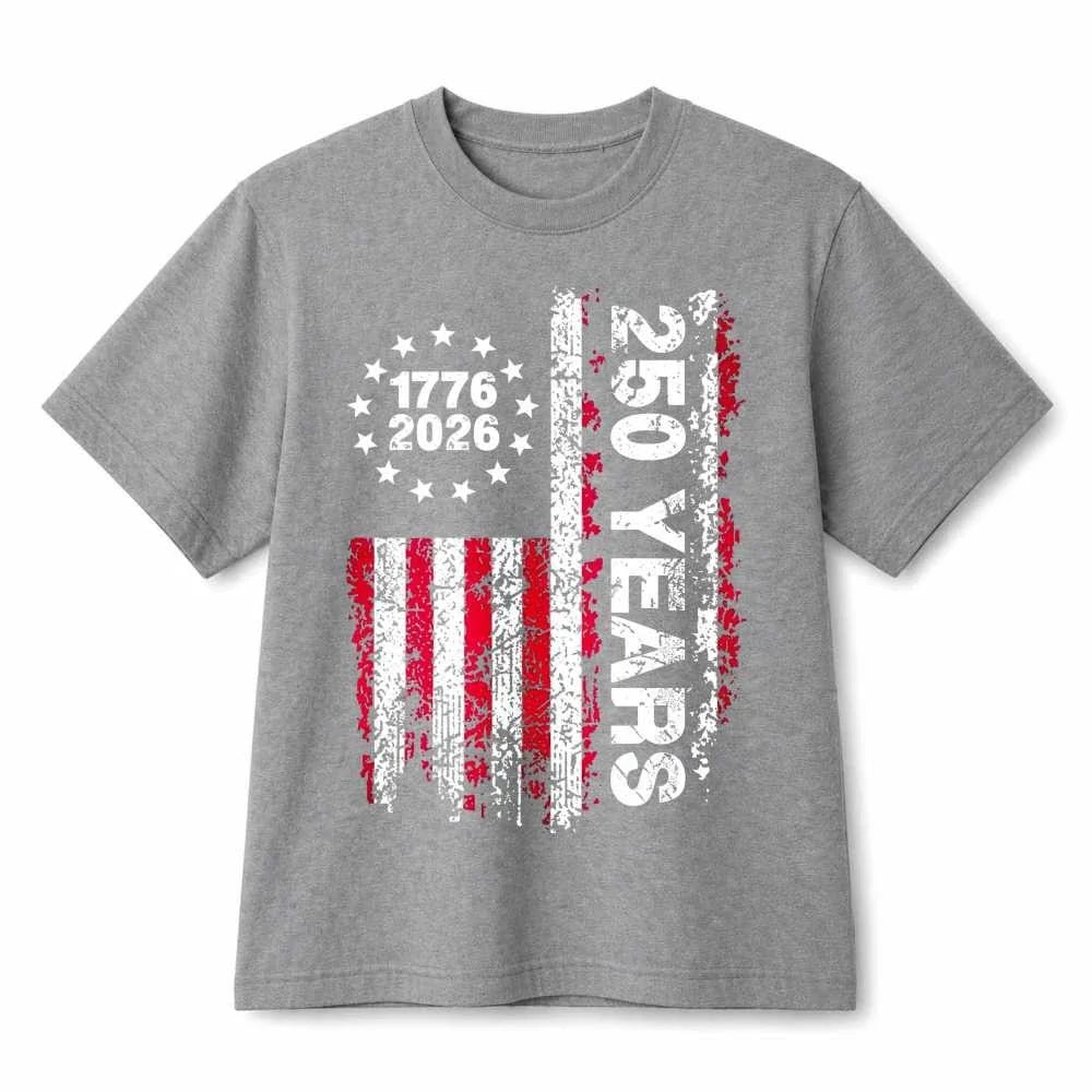 America 250th Anniversary Vertical Vintage American Flag Cotton T-Shirt Unisex Unisex T-shirt, Sweatshirt, Hoodie, Long Sleeve Tee - T-Shirt, Sweatshirt, Hoodie