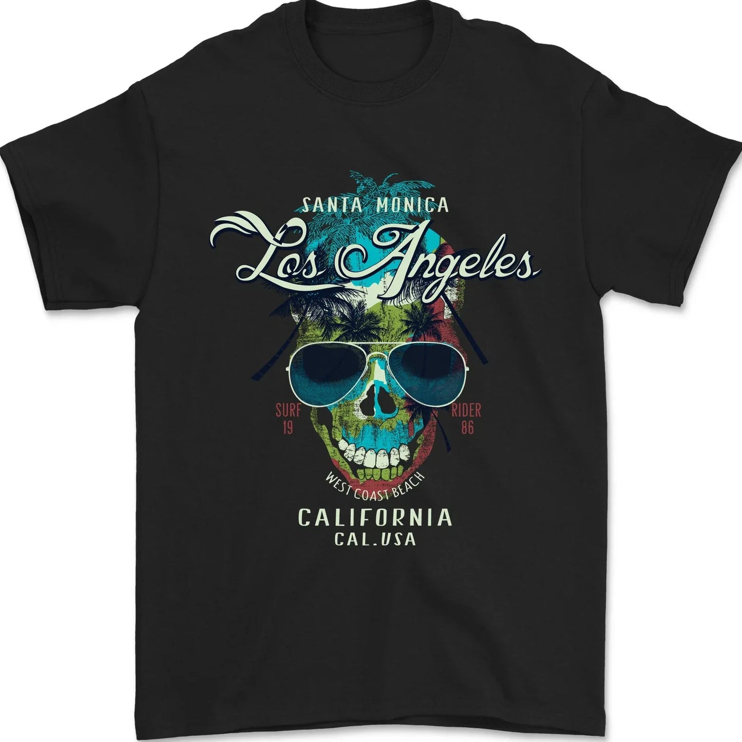 Los Angeles Surf Skull Surfing Mens T-Shirt 100% Cotton Unisex T-shirt, Sweatshirt, Hoodie, Long Sleeve Tee - T-Shirt, Sweatshirt, Hoodie