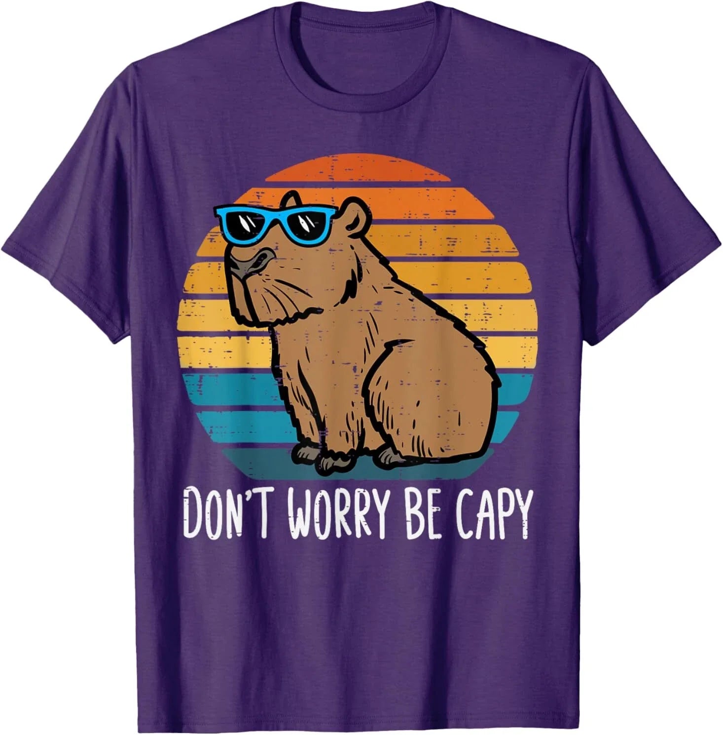 Dont Worry Be Capy Capybara Retro Men Boys Kids Youth Women T-Shirt Unisex T-shirt, Sweatshirt, Hoodie, Long Sleeve Tee - T-Shirt, Sweatshirt, Hoodie