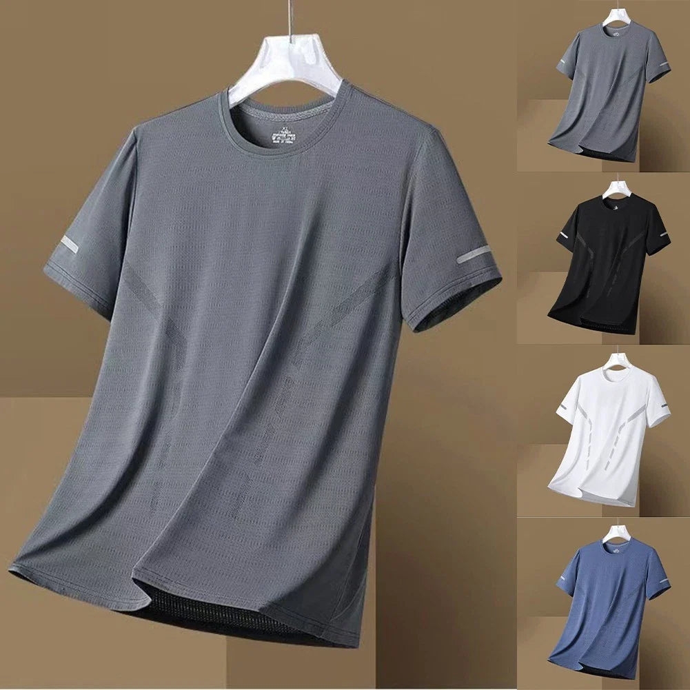 Men's Loose Ice Silk T Shirt Short Sleeve Quick Dry Sports Top for Daily Wear Unisex T-shirt, Sweatshirt, Hoodie, Long Sleeve Tee - T-Shirt, Sweatshirt, Hoodie