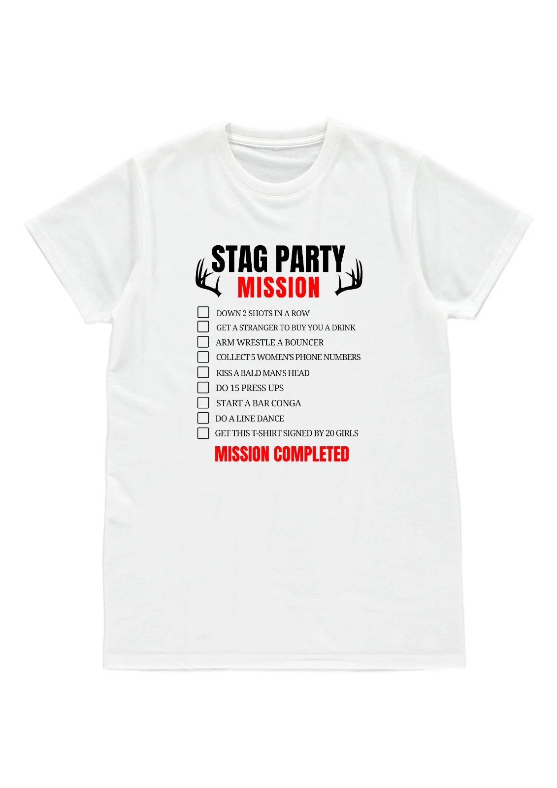 Funny STAG DO PARTY MISSION List Mens polyester T-shirt gift Unisex T-shirt, Sweatshirt, Hoodie, Long Sleeve Tee - T-Shirt, Sweatshirt, Hoodie