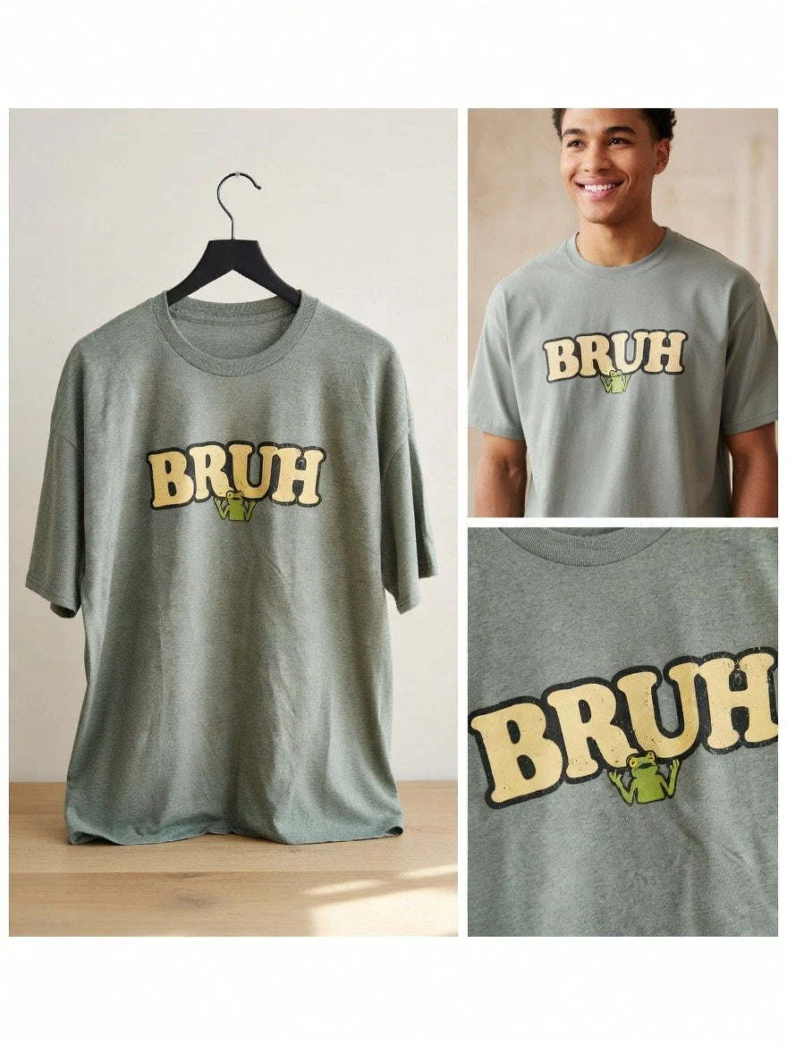 "BRUH" Frog Graphic T-Shirt  Size 2XL Unisex T-shirt, Sweatshirt, Hoodie, Long Sleeve Tee - T-Shirt, Sweatshirt, Hoodie