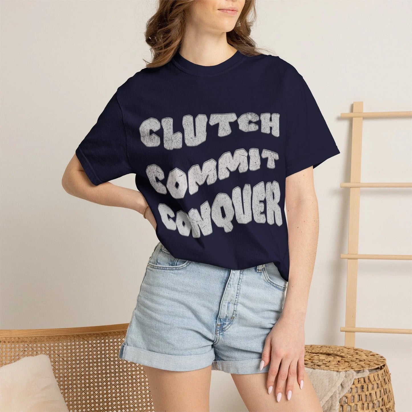 Clutch Commit Conquer T-shirt | Motivational Typography Tee Unisex T-shirt, Sweatshirt, Hoodie, Long Sleeve Tee - T-Shirt, Sweatshirt, Hoodie