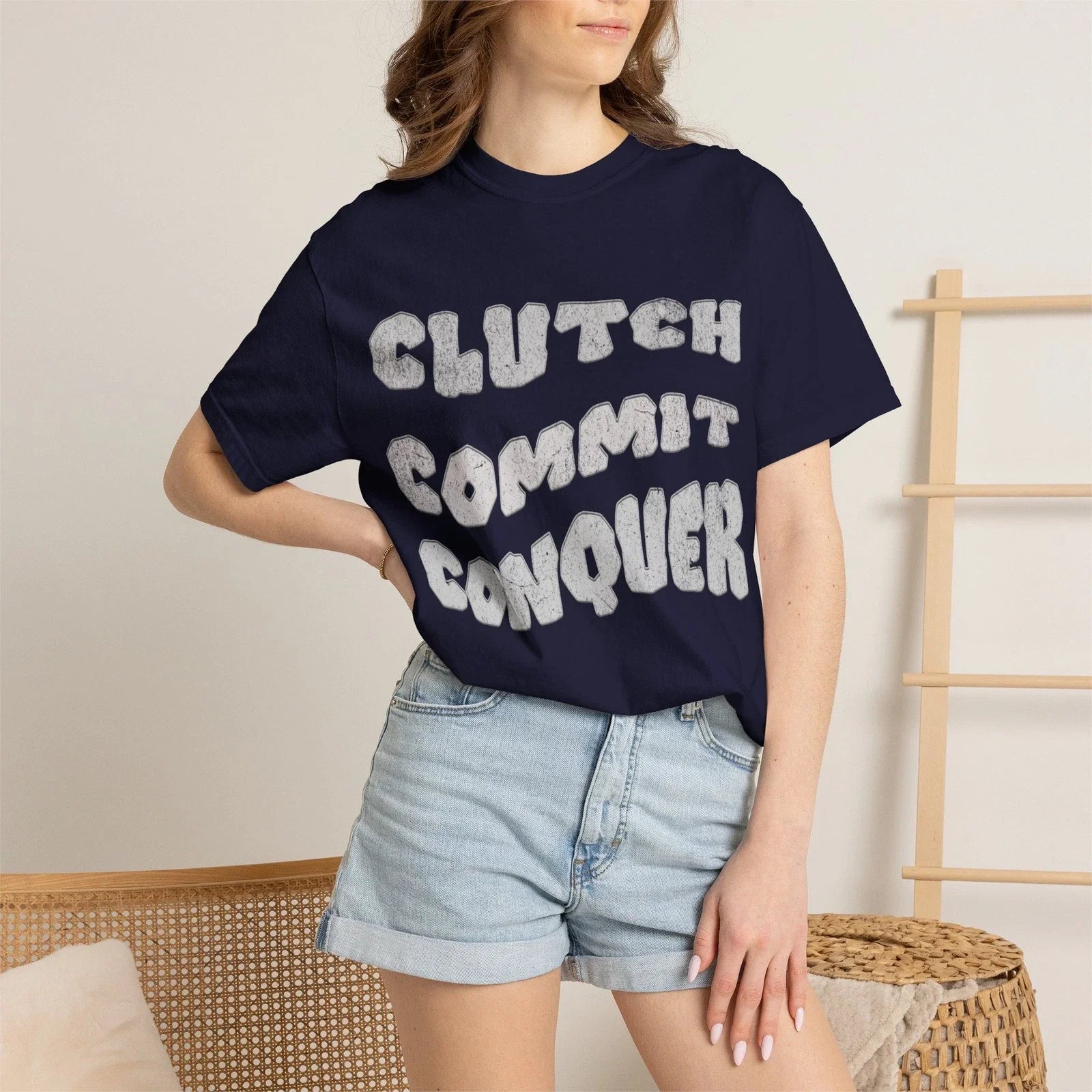 Clutch Commit Conquer T-shirt | Motivational Typography Tee Unisex T-shirt, Sweatshirt, Hoodie, Long Sleeve Tee - T-Shirt, Sweatshirt, Hoodie