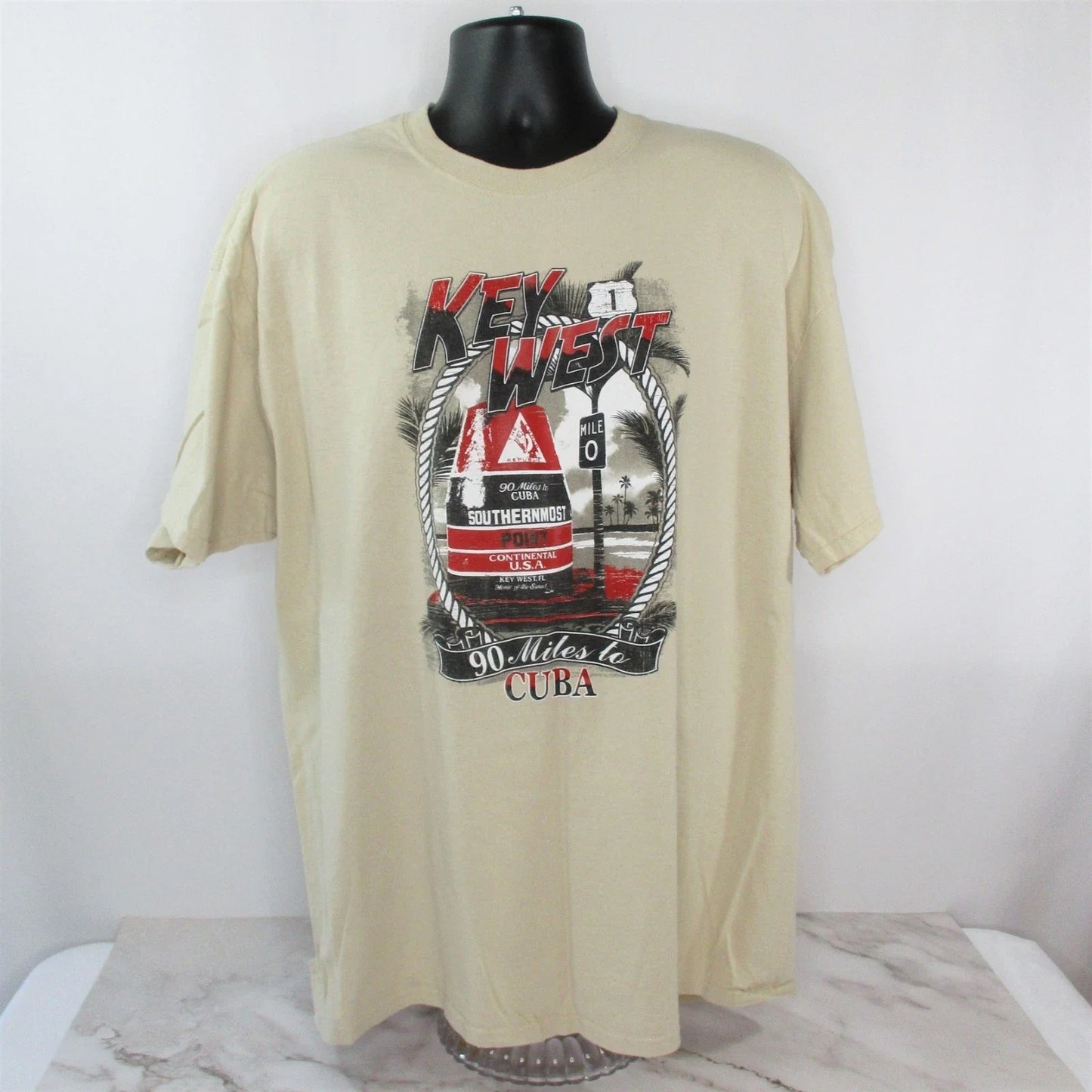 Key West Florida T-Shirt Men 2XL (50/52) Distressed 90 Miles to Cuba Y2K NWOT Unisex T-shirt, Sweatshirt, Hoodie, Long Sleeve Tee - T-Shirt, Sweatshirt, Hoodie