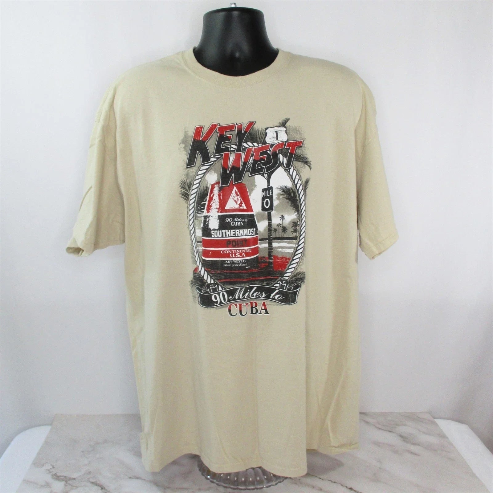Key West Florida T-Shirt Men 2XL (50/52) Distressed 90 Miles to Cuba Y2K NWOT Unisex T-shirt, Sweatshirt, Hoodie, Long Sleeve Tee - T-Shirt, Sweatshirt, Hoodie