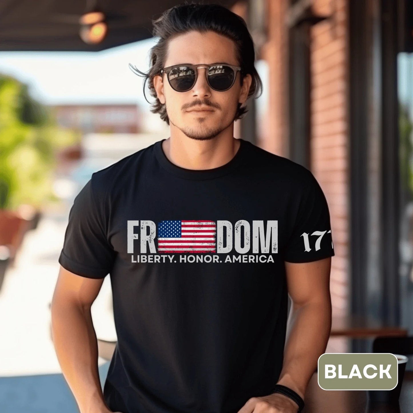 Freedom 1776 T-Shirt Patriotic American Flag Shirt Liberty Honor and Amcerica Unisex T-shirt, Sweatshirt, Hoodie, Long Sleeve Tee - T-Shirt, Sweatshirt, Hoodie