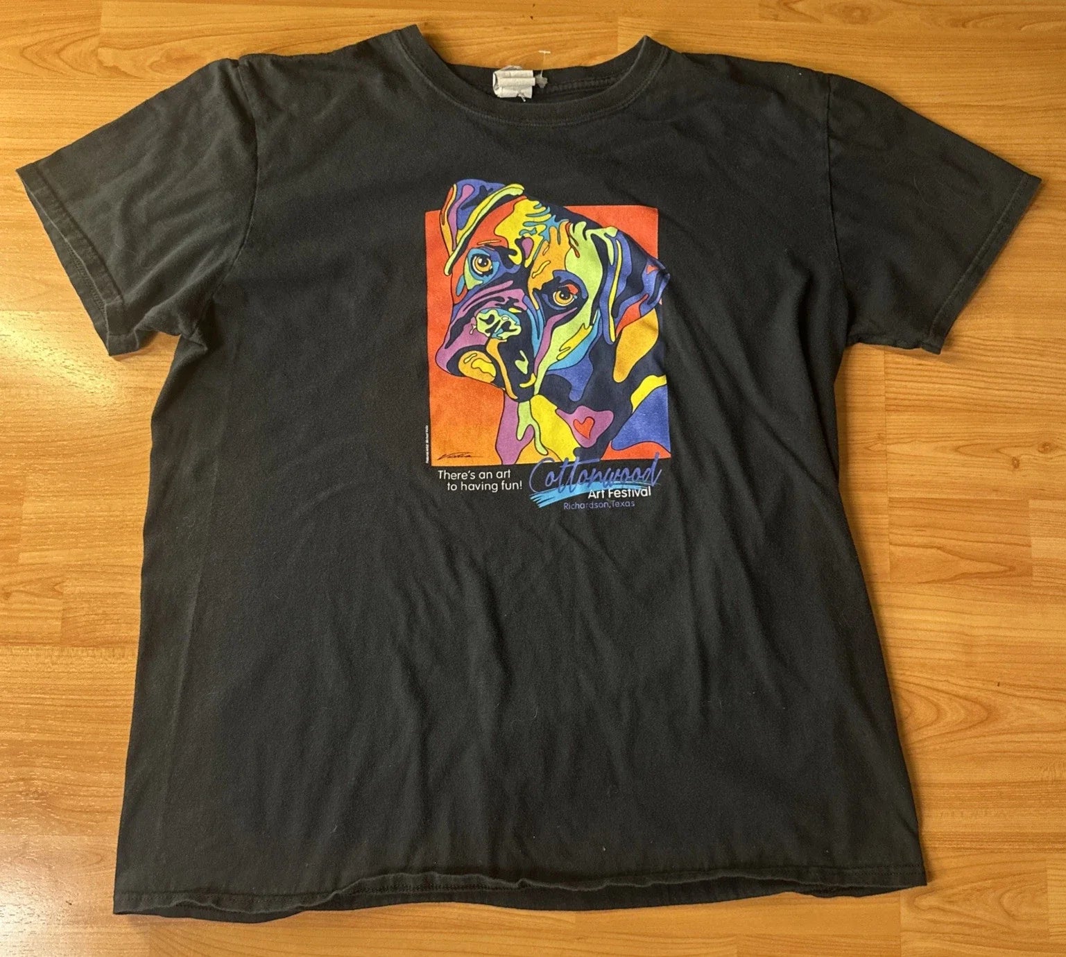 Vintage 90s Cottonwood Art Festival T Shirt Michael Vistia Dog Pop Art Large Unisex T-shirt, Sweatshirt, Hoodie, Long Sleeve Tee - T-Shirt, Sweatshirt, Hoodie