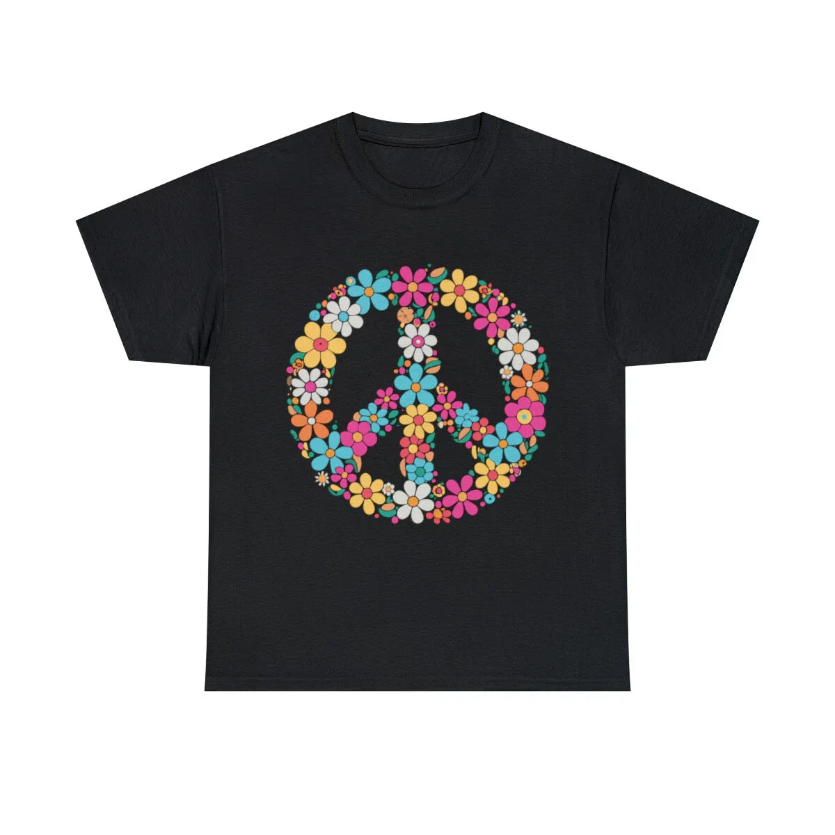Floral Peace Sign 70s Flower Power Boho Graphic Tee Shirt, S-5XL Unisex T-shirt, Sweatshirt, Hoodie, Long Sleeve Tee - T-Shirt, Sweatshirt, Hoodie