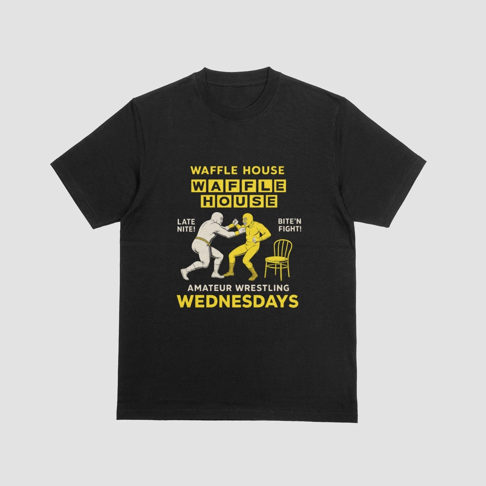 Waffle House Wrestling T-Shirt Funny Diner Fight Amateur Wednesdays Tee Unisex T-shirt, Sweatshirt, Hoodie, Long Sleeve Tee - T-Shirt, Sweatshirt, Hoodie