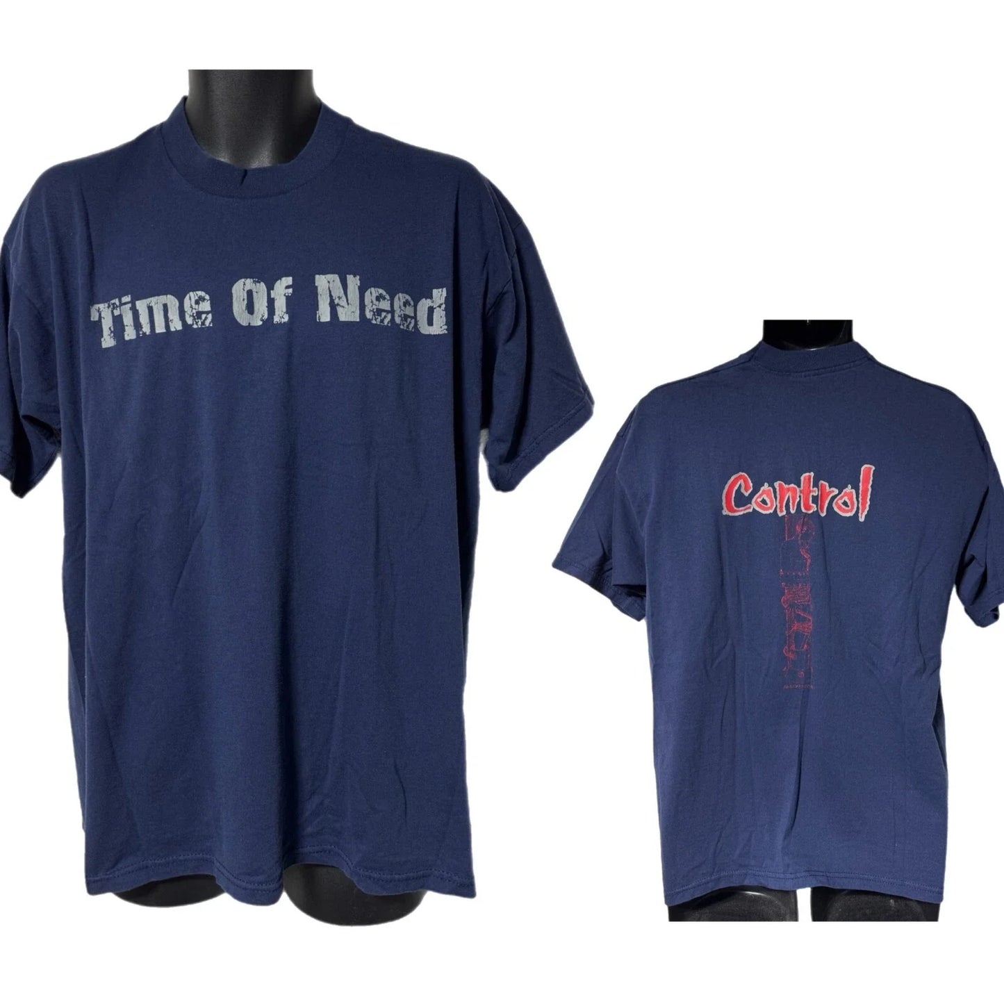 Vintage Y2K Time Of Need Control Double Sided Graphic Tee Shirt XL Religious Unisex T-shirt, Sweatshirt, Hoodie, Long Sleeve Tee - T-Shirt, Sweatshirt, Hoodie