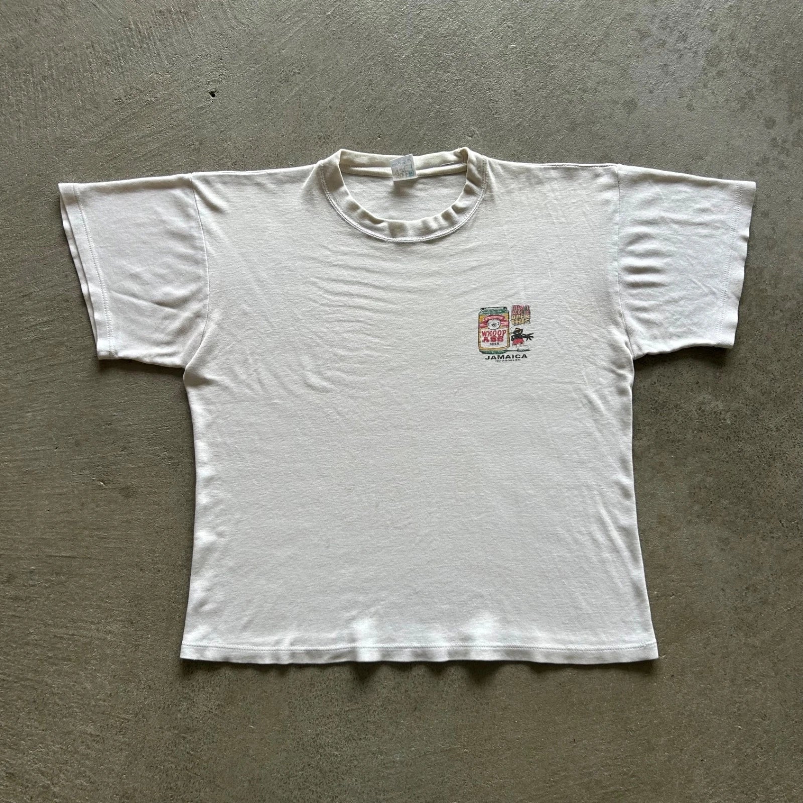 Vintage 90s Whoop Ass Beer Shirt Size Medium White Jamaica No Problem Unisex T-shirt, Sweatshirt, Hoodie, Long Sleeve Tee - T-Shirt, Sweatshirt, Hoodie