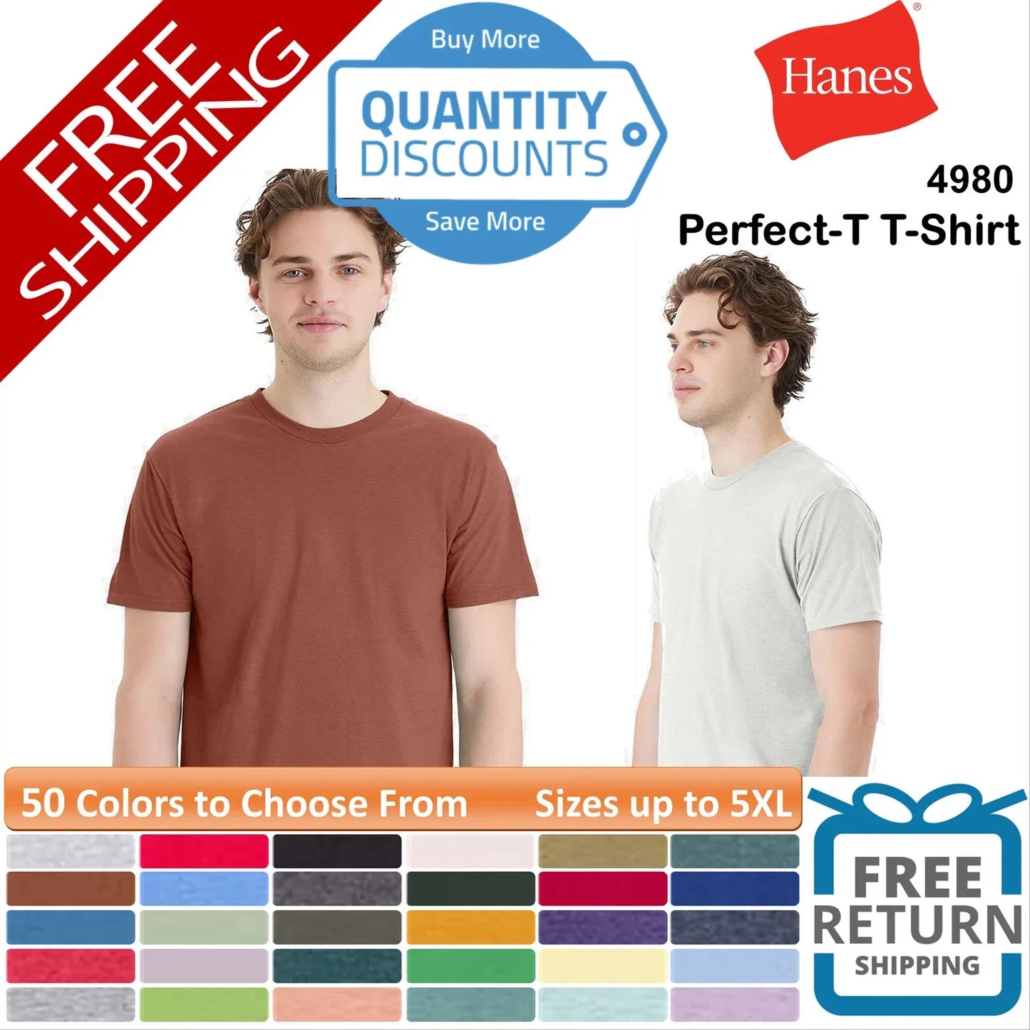 Hanes Perfect-T T-Shirt Cotton & Blends Short Sleeve Up To 5XL 4980 a Unisex T-shirt, Sweatshirt, Hoodie, Long Sleeve Tee - T-Shirt, Sweatshirt, Hoodie