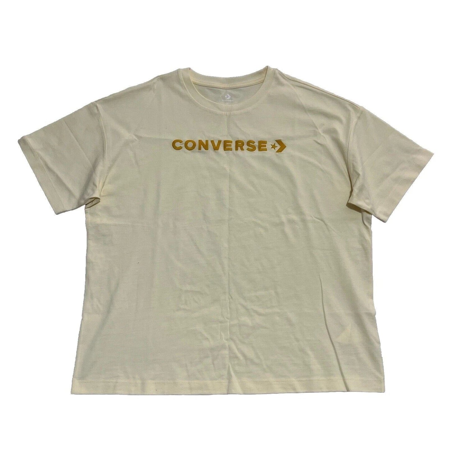 Converse Mens T-Shirt Cream Loose Fit Short Sleeve Embroidered Logo Size Medium Unisex T-shirt, Sweatshirt, Hoodie, Long Sleeve Tee - T-Shirt, Sweatshirt, Hoodie