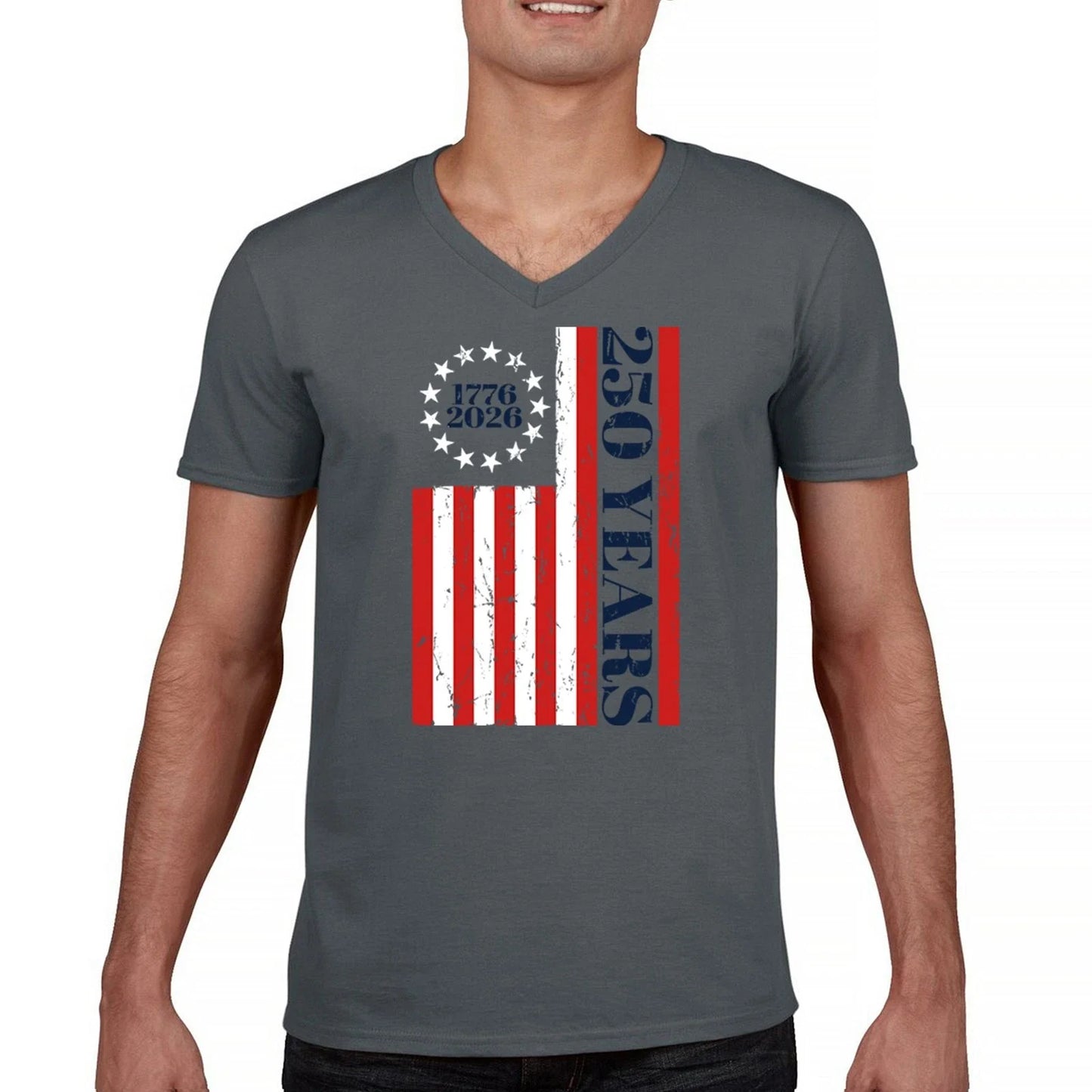 USA 250 Years Flag Men's V-Neck T-shirt American Patriotic July 4th Freedom Unisex T-shirt, Sweatshirt, Hoodie, Long Sleeve Tee - T-Shirt, Sweatshirt, Hoodie