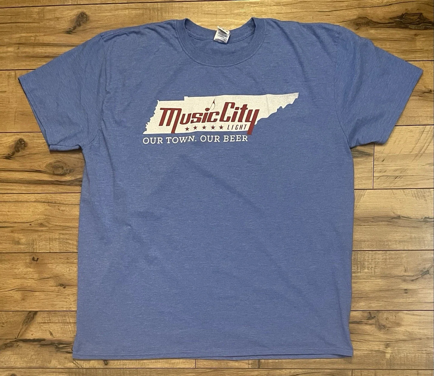 Music City Our Town Our Beer Graphic Tee T-shirt Light Blue Sz 2XL Unisex T-shirt, Sweatshirt, Hoodie, Long Sleeve Tee - T-Shirt, Sweatshirt, Hoodie