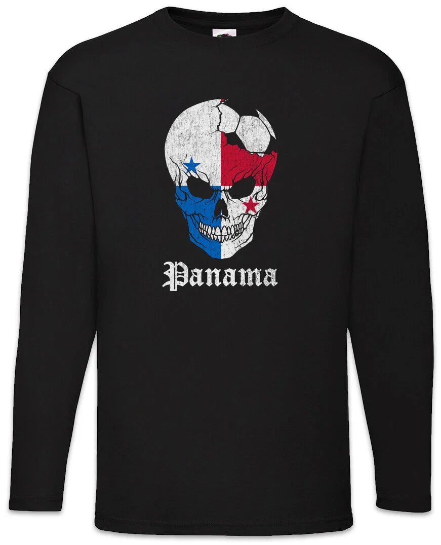 Panama Football Skull I Men's Long Sleeve T-Shirt Panamanian Soccer Flag Unisex T-shirt, Sweatshirt, Hoodie, Long Sleeve Tee - T-Shirt, Sweatshirt, Hoodie