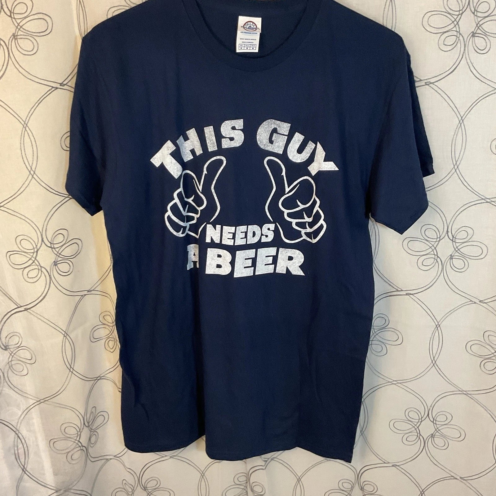 This Guy Needs A Beer T Shirt Navy Blue Short Sleeve Size Medium Unisex T-shirt, Sweatshirt, Hoodie, Long Sleeve Tee - T-Shirt, Sweatshirt, Hoodie
