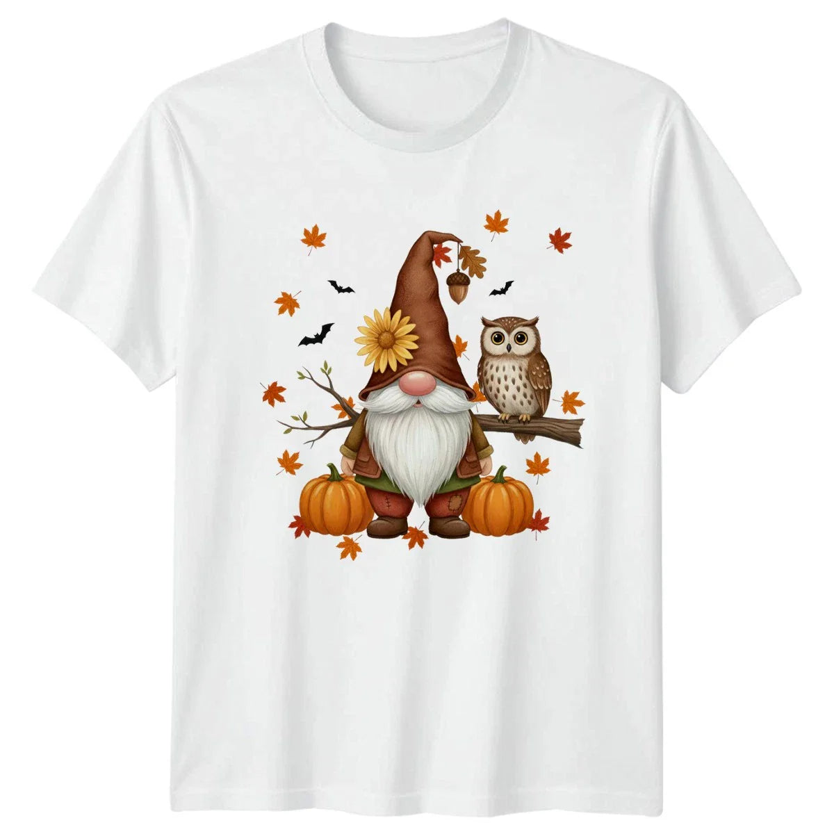 Cute Autumn Gnome With Owl T-Shirt Gnome Harvest Fall Autumn Unisex T-shirt, Sweatshirt, Hoodie, Long Sleeve Tee - T-Shirt, Sweatshirt, Hoodie