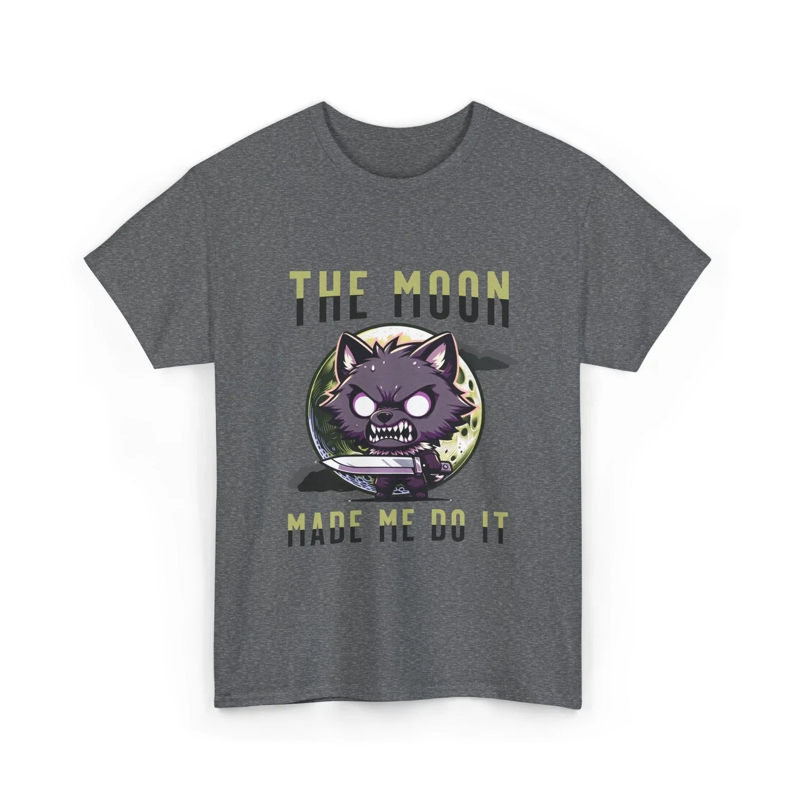 Moon Made Me Do It Tee, Horror Lover Gift, Kawaii Wolf Shirt, Full Moon Graphic Unisex T-shirt, Sweatshirt, Hoodie, Long Sleeve Tee - T-Shirt, Sweatshirt, Hoodie