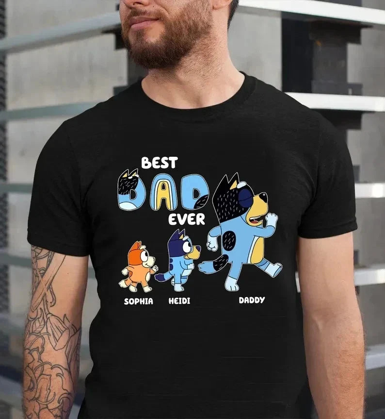 Best Dad Ever Shirt, Custom Blue Dog Shirt, Custom Father's Day Shirt Unisex T-shirt, Sweatshirt, Hoodie, Long Sleeve Tee - T-Shirt, Sweatshirt, Hoodie