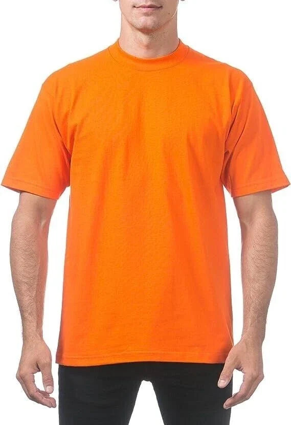PRO CLUB HEAVYWEIGHT T SHIRT ORANGE - MEN'S PLAIN SHORT SLEEVE BIG AND TALL- 7XL Unisex T-shirt, Sweatshirt, Hoodie, Long Sleeve Tee - T-Shirt, Sweatshirt, Hoodie