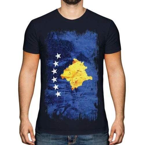 Kosovo Grunge Flagge Herren T-Shirt Kosovarisch ?????? Fuball Unisex T-shirt, Sweatshirt, Hoodie, Long Sleeve Tee - T-Shirt, Sweatshirt, Hoodie