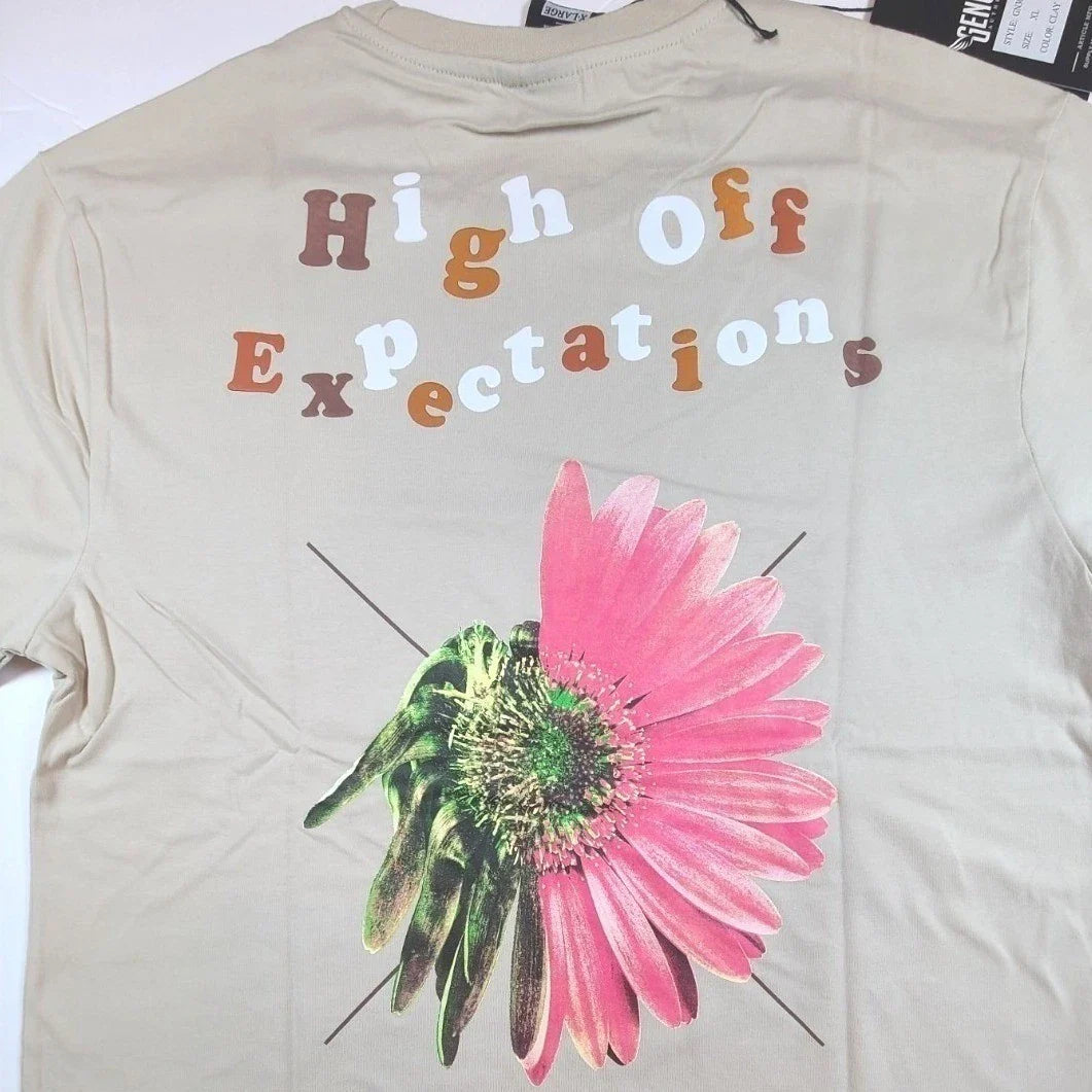 Floral Graphic Tee Mens Large Beige Flower Streetwear Aesthetic Shirt Unisex T-shirt, Sweatshirt, Hoodie, Long Sleeve Tee - T-Shirt, Sweatshirt, Hoodie