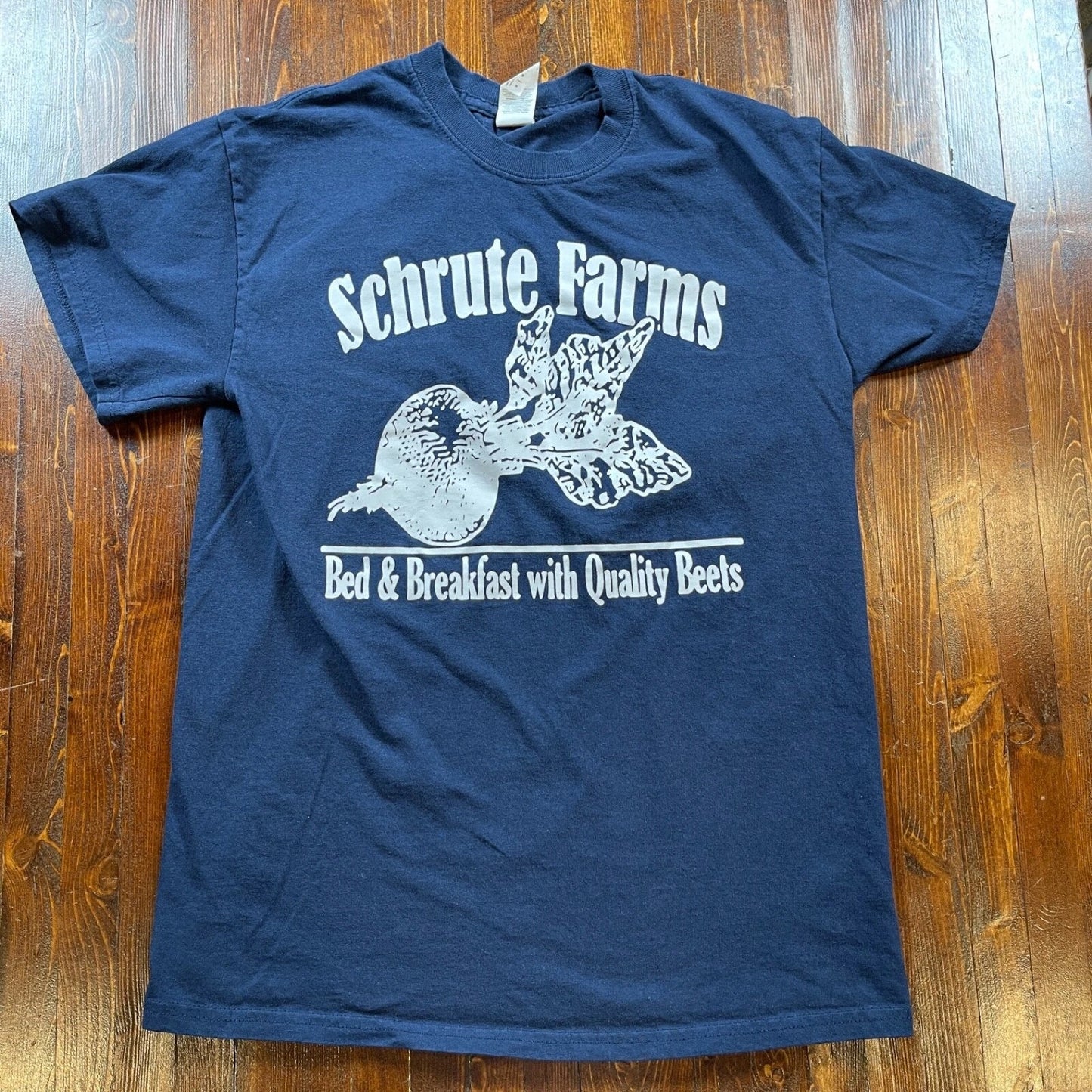 The Office Schrute Farms Bed & Breakfast with Quality Beets Navy M Tshirt Unisex T-shirt, Sweatshirt, Hoodie, Long Sleeve Tee - T-Shirt, Sweatshirt, Hoodie
